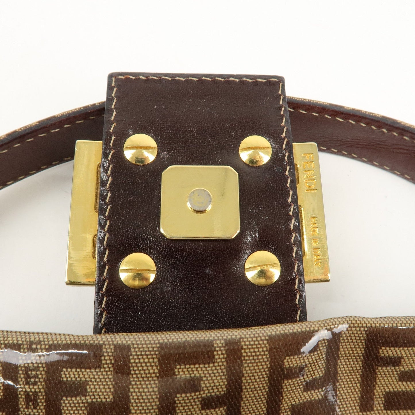 FENDI Mamma Baguette Zucchino PVC Leather Shoulder Bag 26424  d