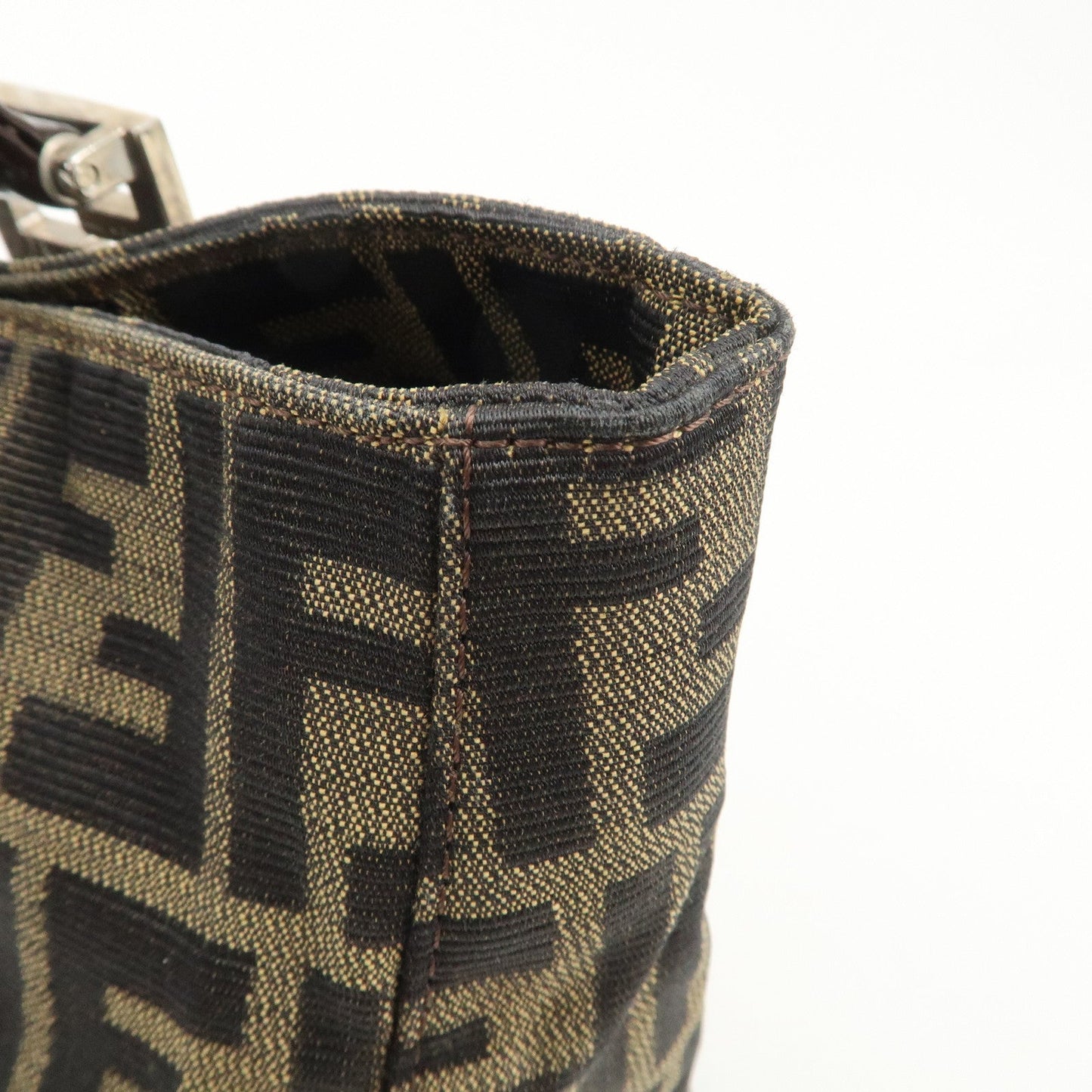 FENDI Zucca Canvas Leather Tote Bag Brown Black 26329  d