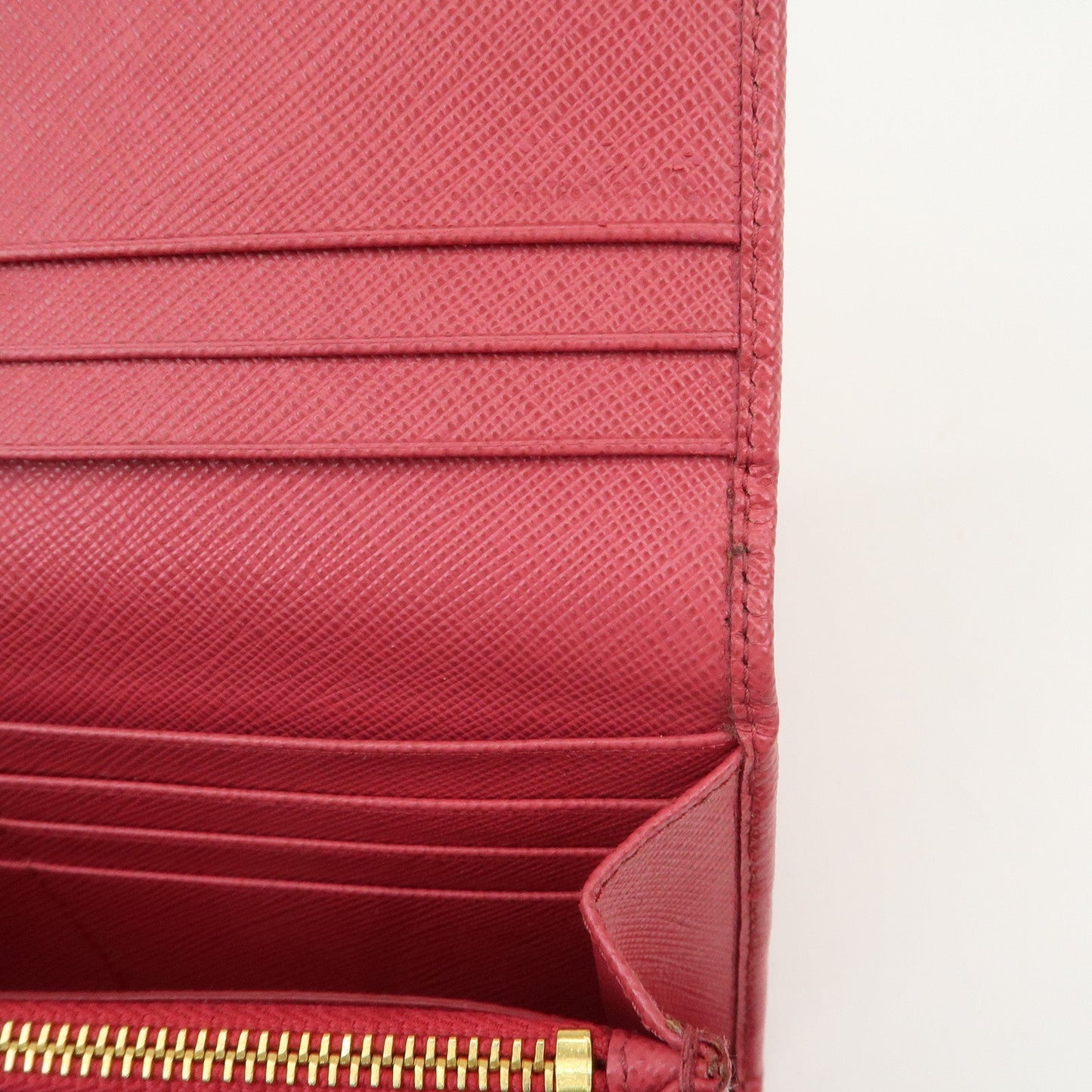 PRADA Saffiano Leather Bi Fold Long Wallet Pink 1MH132  d