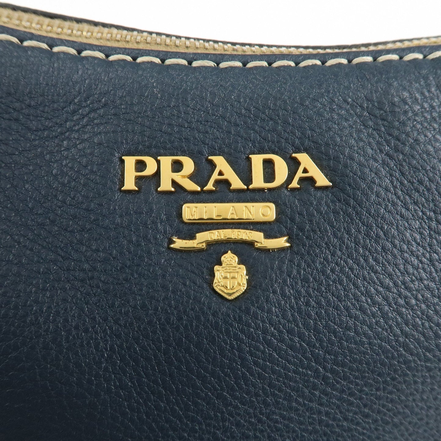 PRADA Soft Calf Leather Shoulder Bag Hand Bag Blue BR4690  d