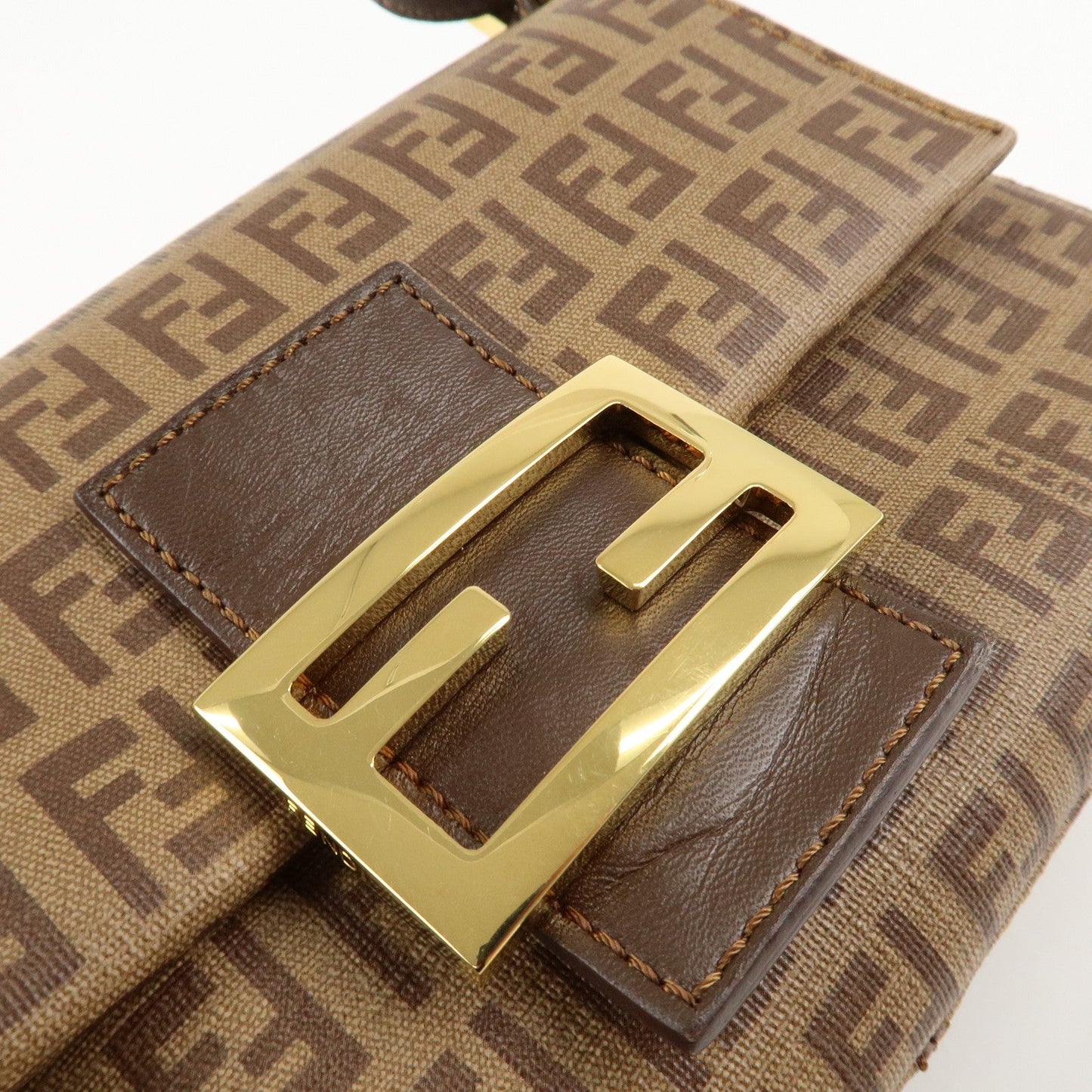 FENDI Zucchino Mini Mamma Baguette PVC Leather Hand Bag 8BR180  d
