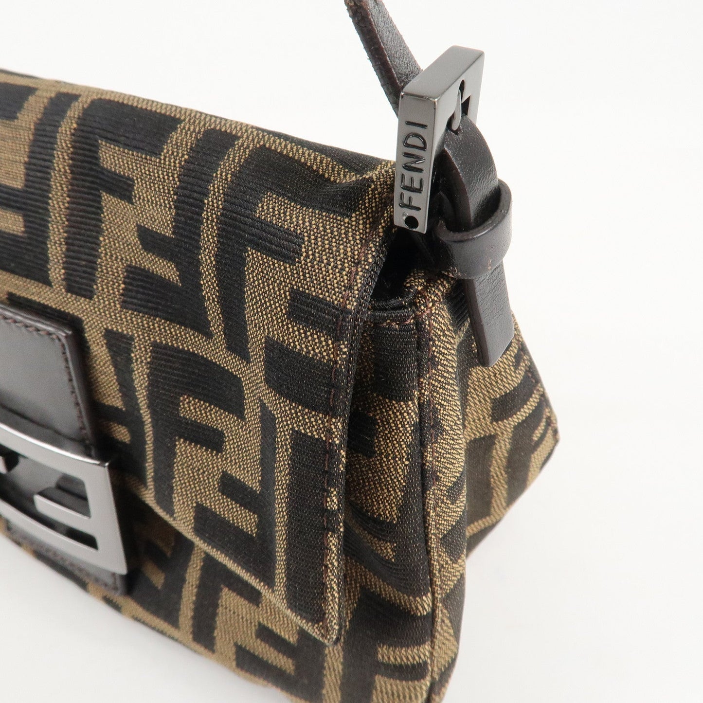 FENDI Mini Mamma Baguette Zucca Shoulder Bag Black Brown 8BR180  d