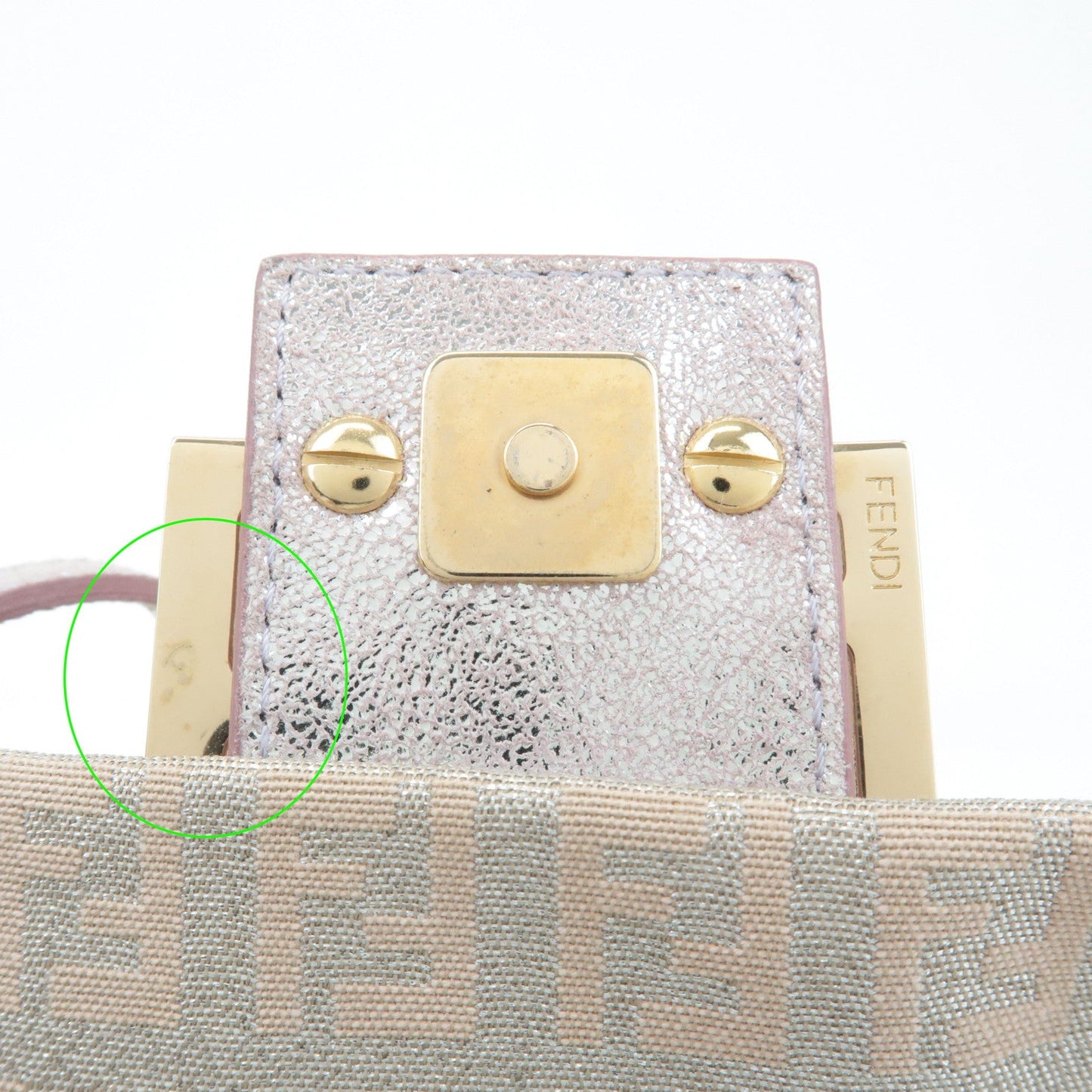 FENDI Mini Mamma Baguette Canvas Leather Shoulder Bag Beige 8BR180  d