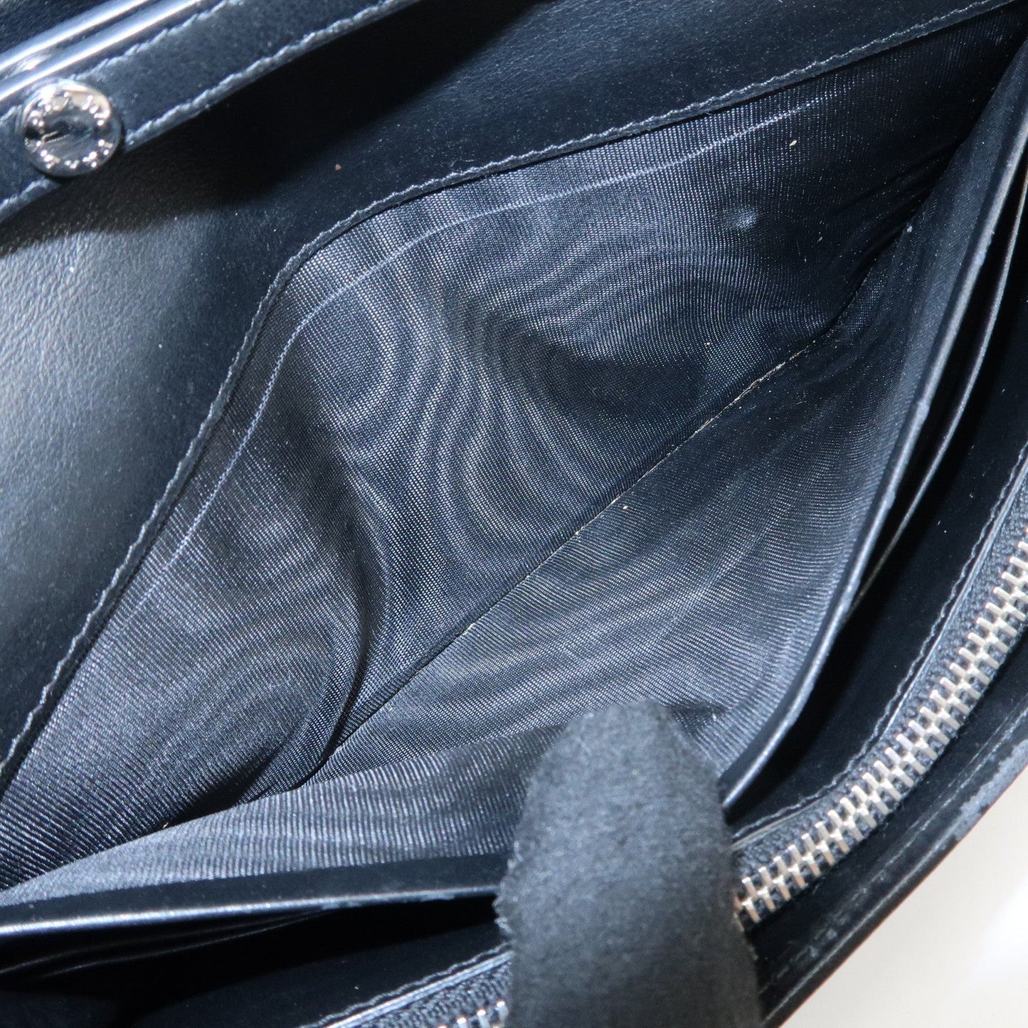 PRADA Grommet Nylon Leather Chain Long Wallet Black Silver HDW  d