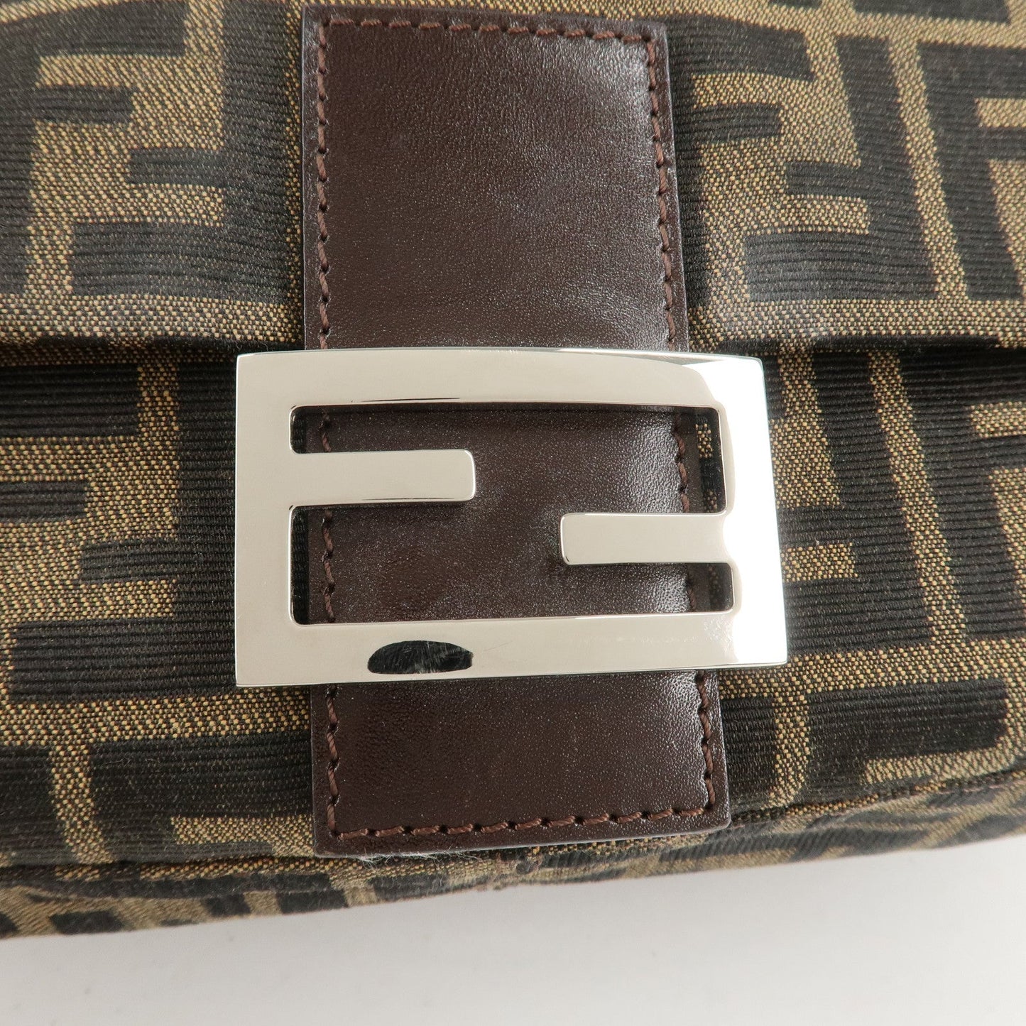 FENDI Mamma Baguette Zucca Canvas Leather Shoulder Bag 26325  d