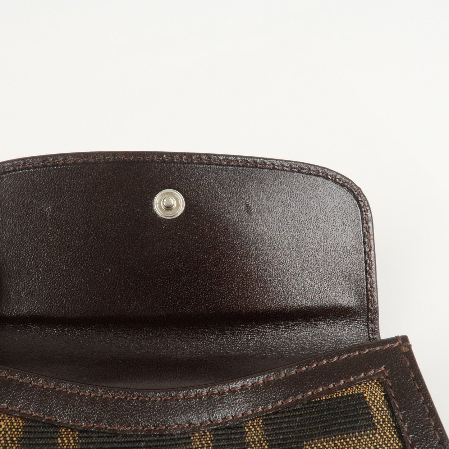 FENDI Zucca Canvas Leather W Hook Bifold Wallet 12671  d