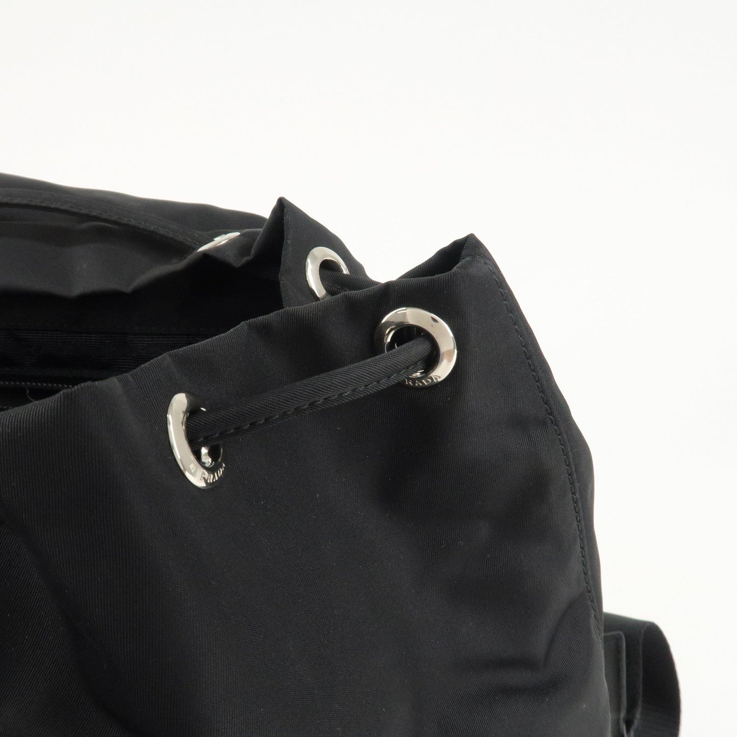 PRADA Logo Nylon Leather Back Pack Ruck Sack NERO Black BZ2811  d