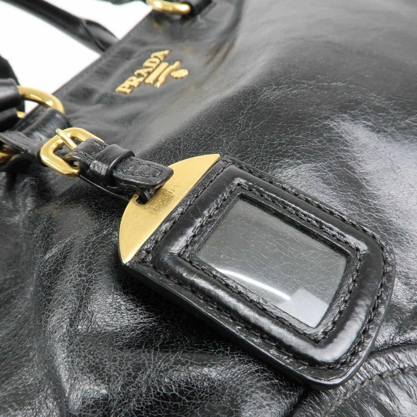 PRADA Leather 2Way Hand Bag Shoulder Bag Black BN2324  d