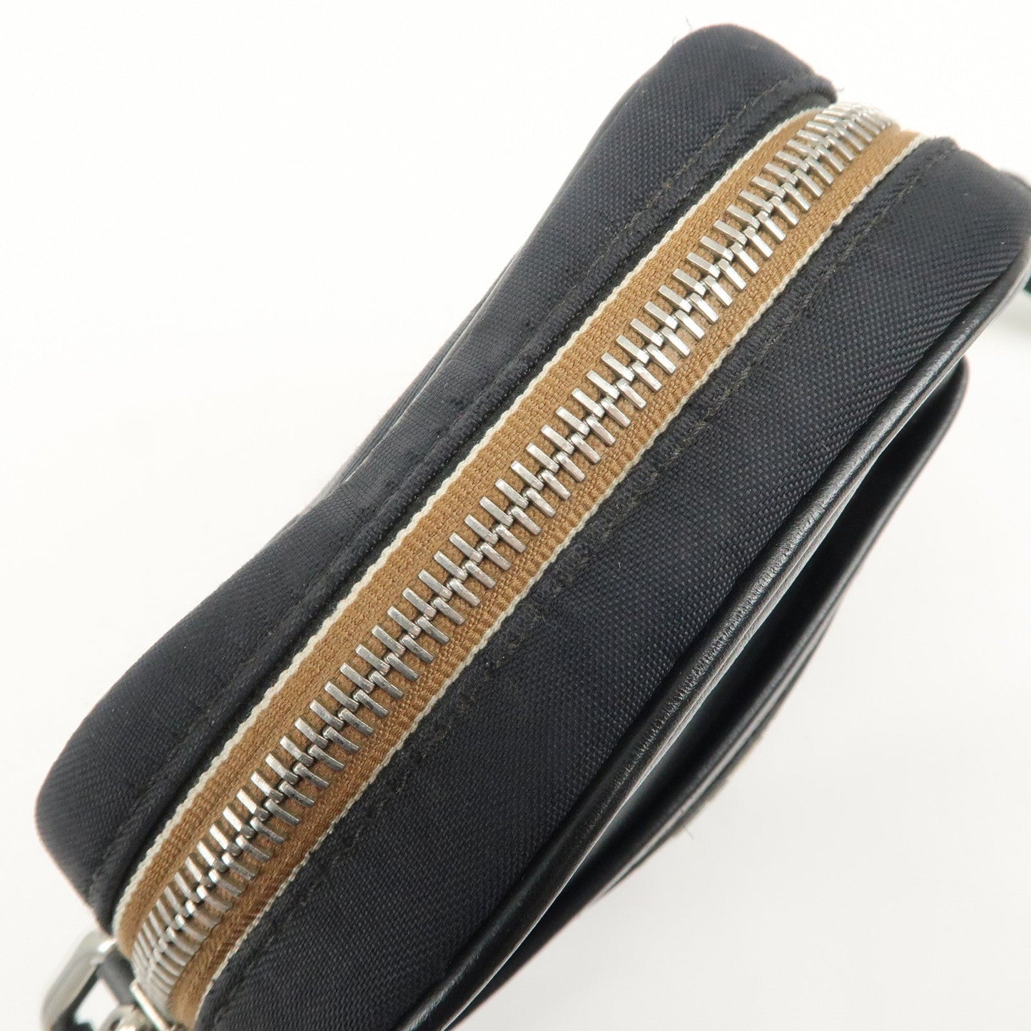 FENDI Pequin Nylon Leather Shoulder Bag Black 7VA456  d