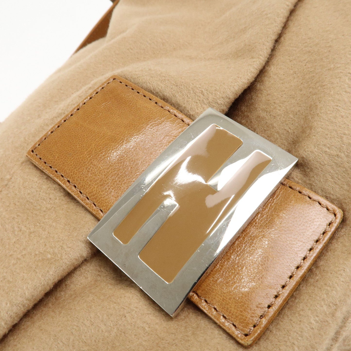 FENDI Mamma Baguette Cashmere Leather Shoulder Bag 26325  d
