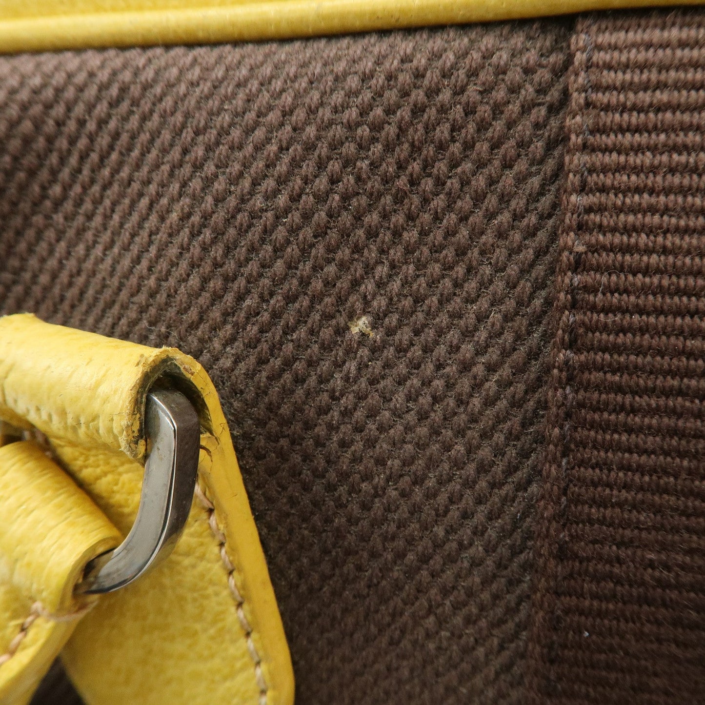 PRADA Canvas Leather Shoulder Bag Hand Bag Brown Yellow  d