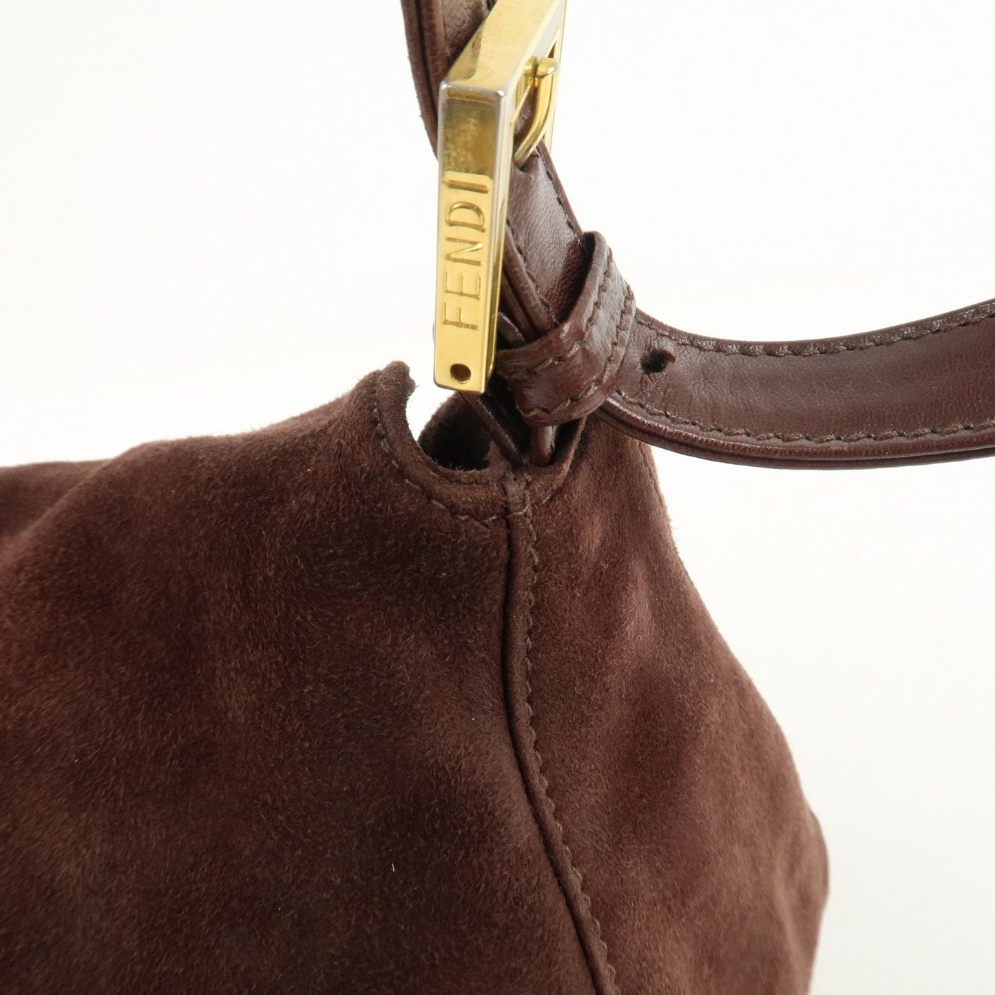 FENDI Suede Leather Shoulder Bag Hand Bag Brown 26426  d