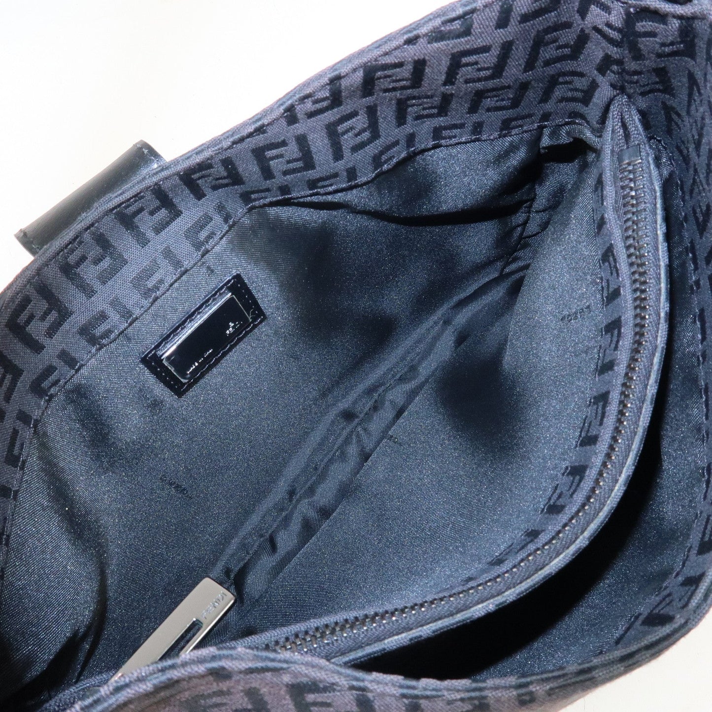 FENDI Zucchino Canvas Leather Shoulder Bag Brown Black 8BR036  d