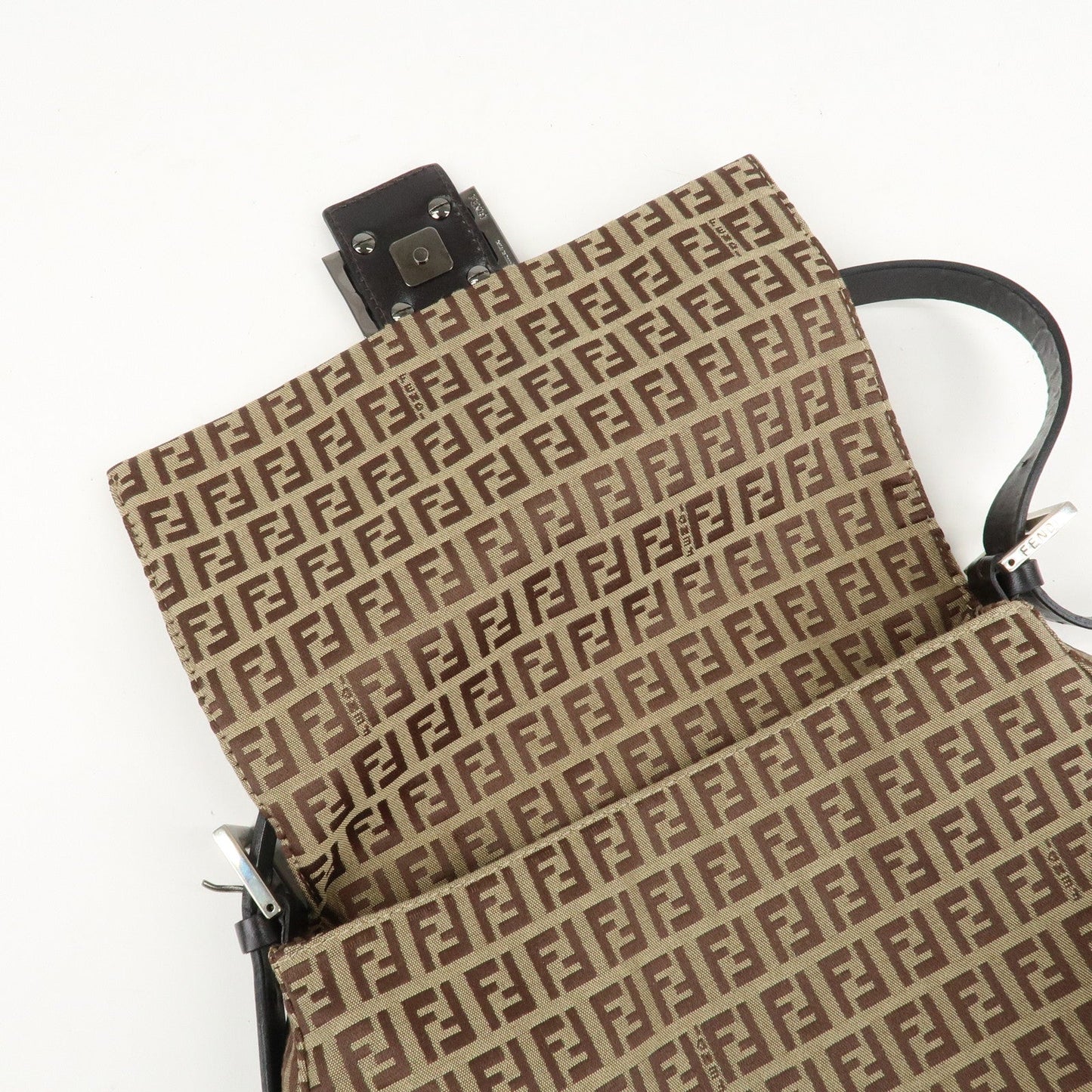 FENDI Zucchino Canvas Leather Mamma Bucket Shoulder Bag 8BR001  d