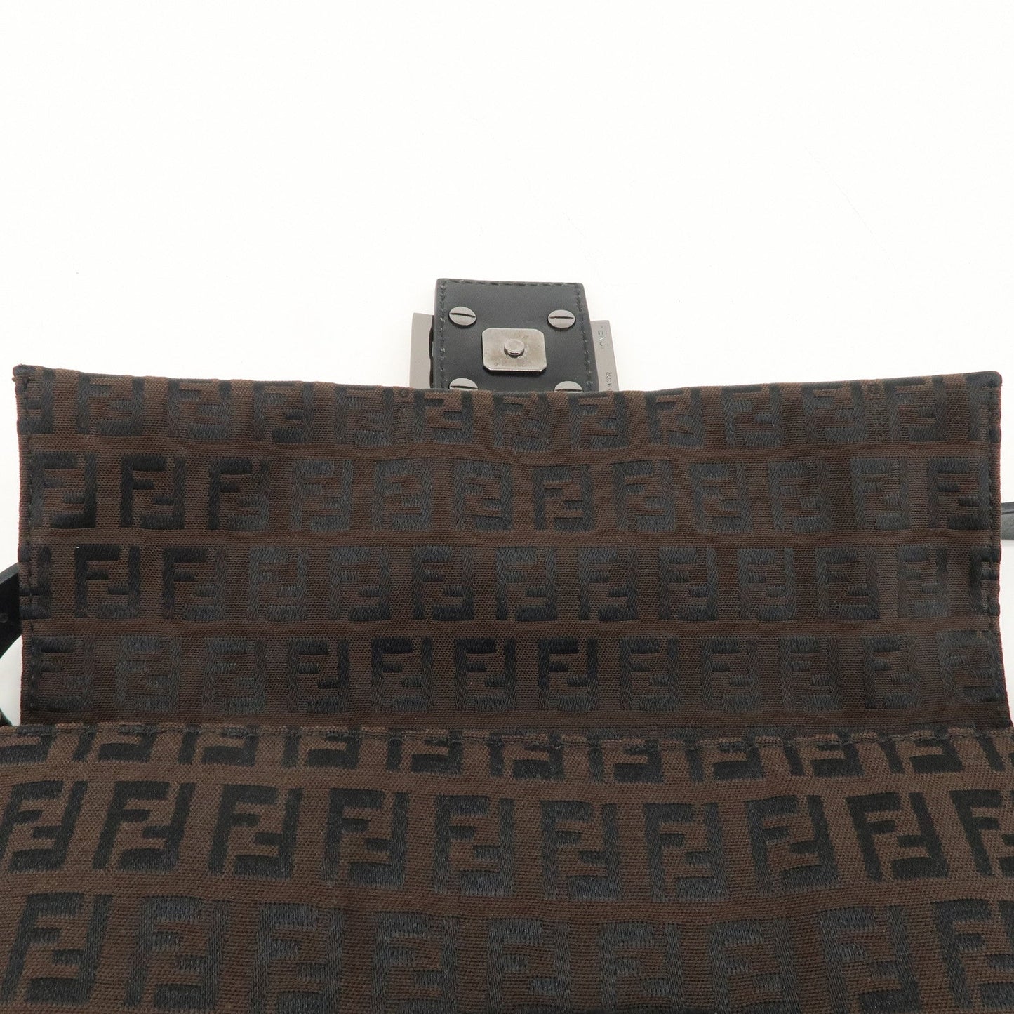 FENDI Mamma Baguette Zucchino Leather Shoulder Bag Brown 8BR000  d