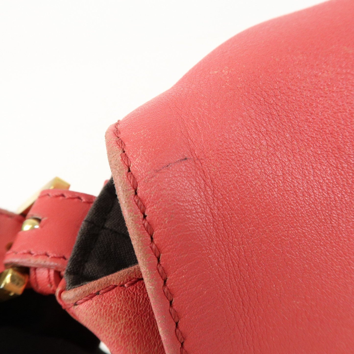 FENDI Big Mamma Baguette Leather Chain Shoulder Bag Pink 8BR638  d