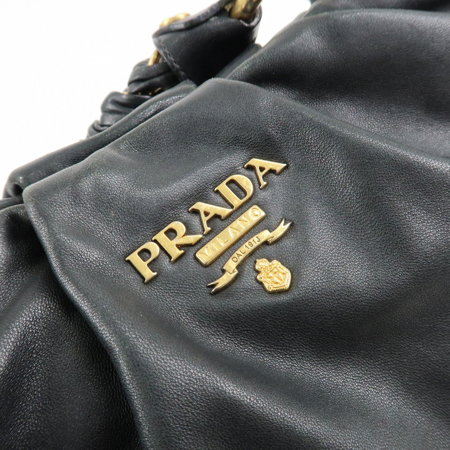 PRADA Leather 2Way Hand Bag Shoulder Bag Black BN2324  d