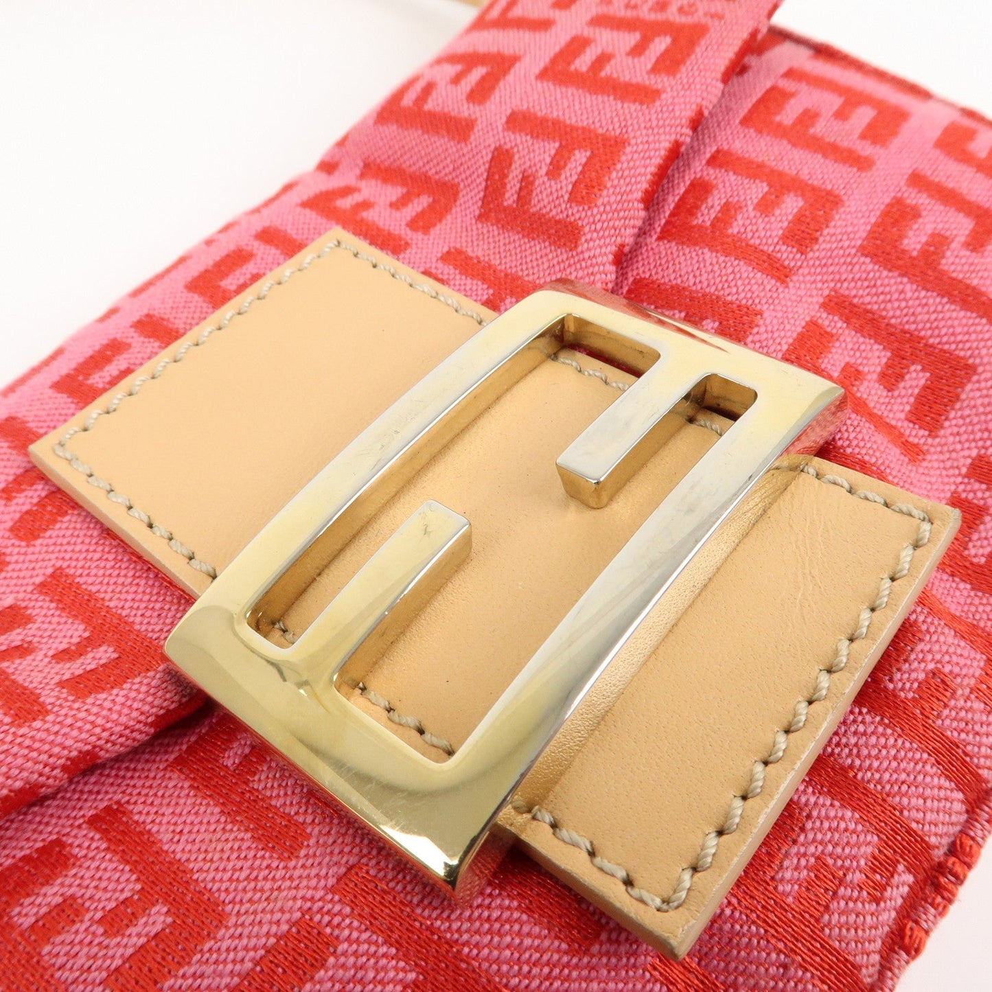 FENDI Mini Mamma Baguette Zucchino Canvas Leather Hand Bag  d