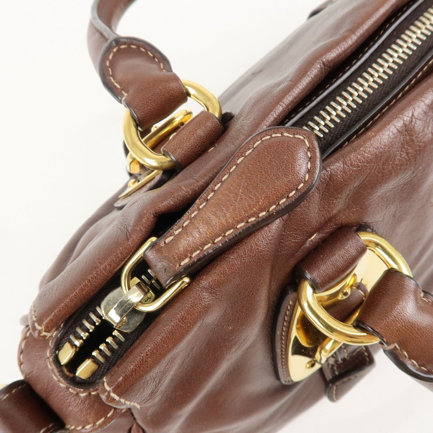 PRADA Leather 2Way Bag Shoulder Bag Hand Bag Brown BN1904  d