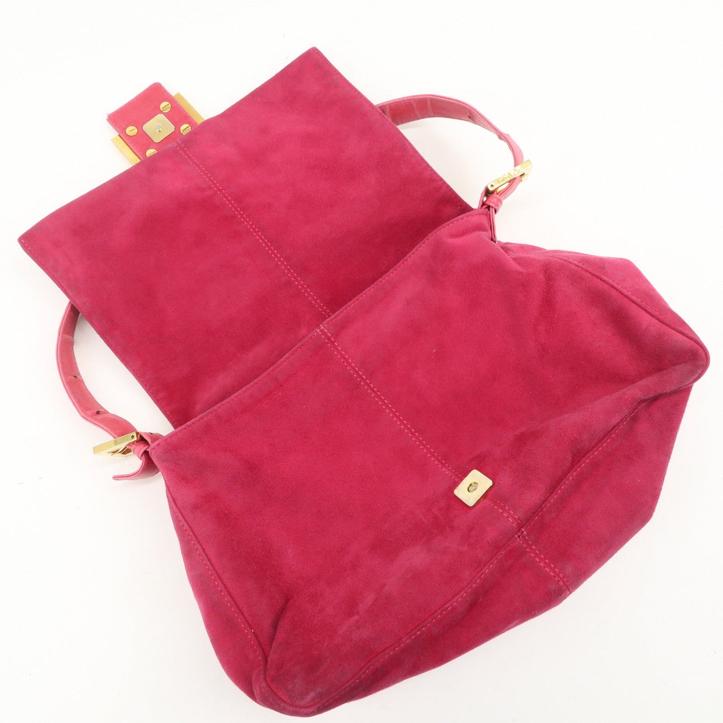 FENDI Mamma Baguette Suede Leather Shoulder Bag 26325  d