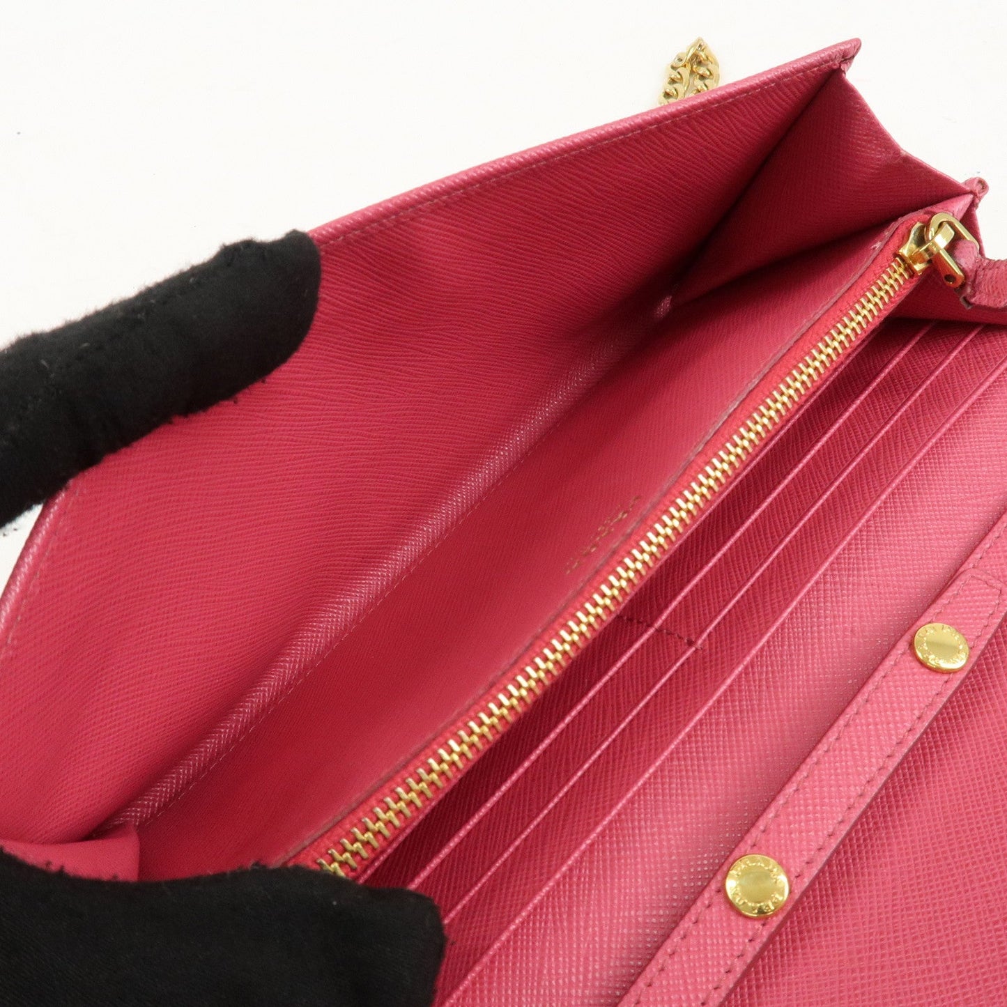 PRADA Saffiano Metal Chain Wallet Shoulder Bag Pink 1DH002  d