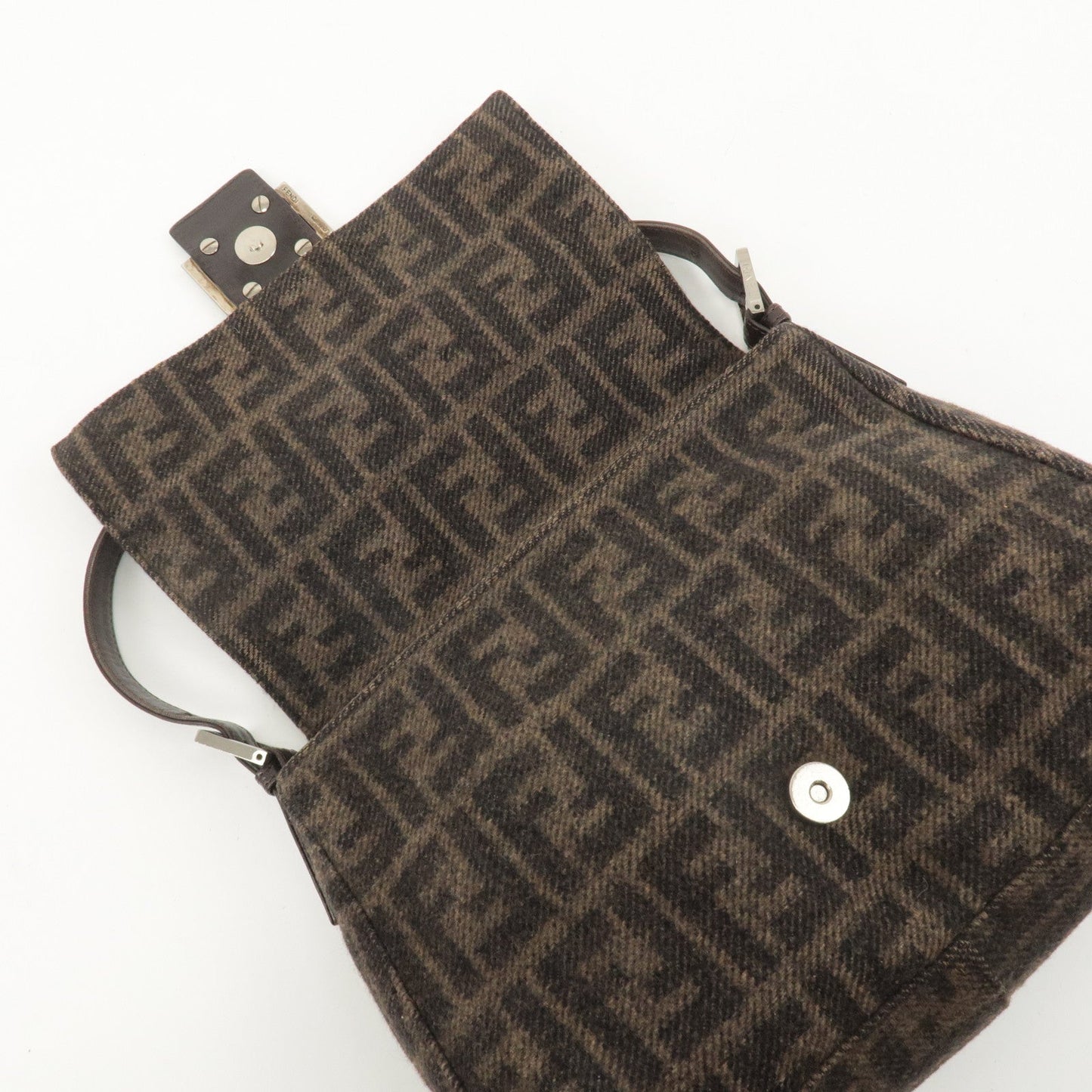 FENDI Mamma Baguette Zucca Wool Leather Shoulder Bag 26325  d