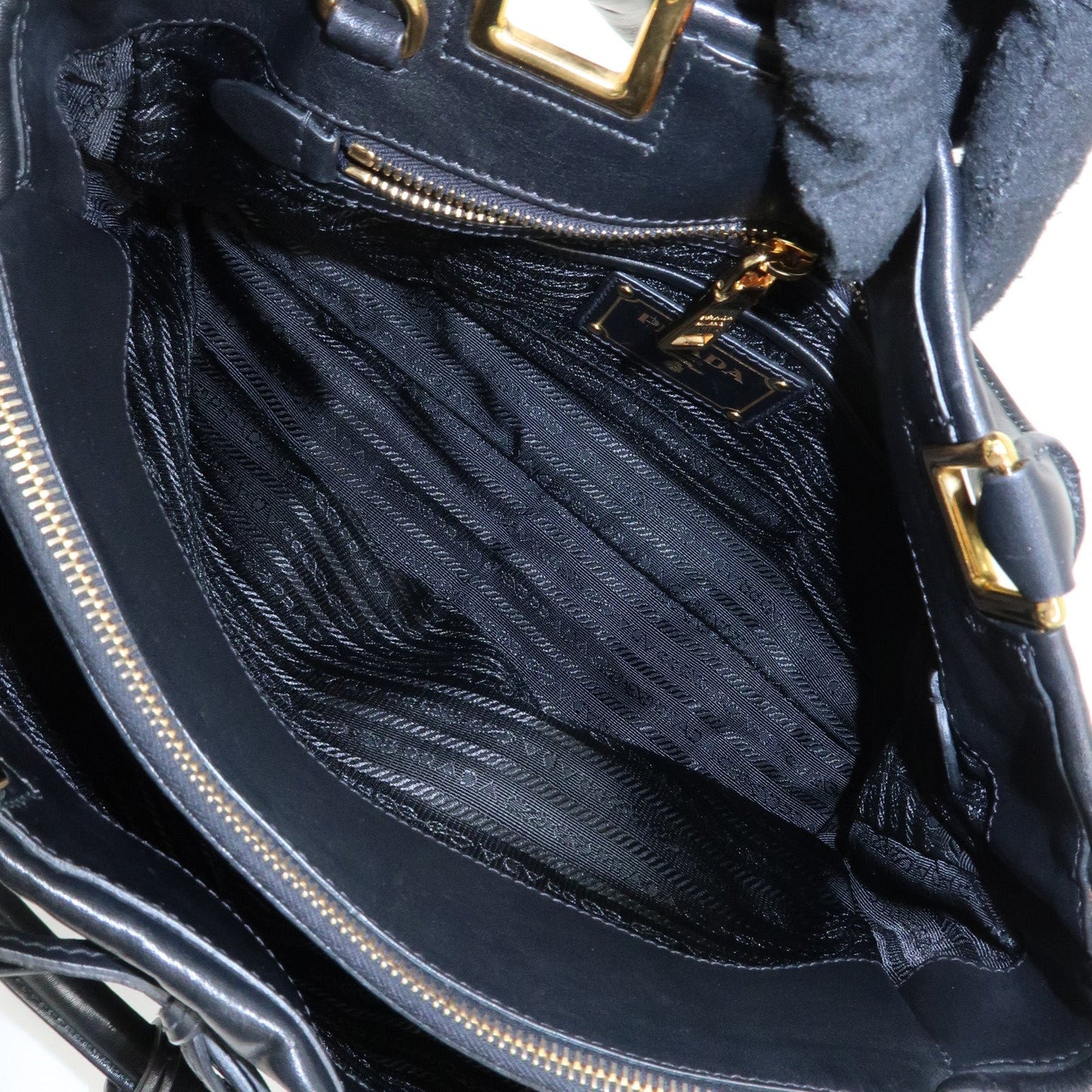 PRADA Leather Ribbon 2way Bag Hand Bag Black BN2244  d