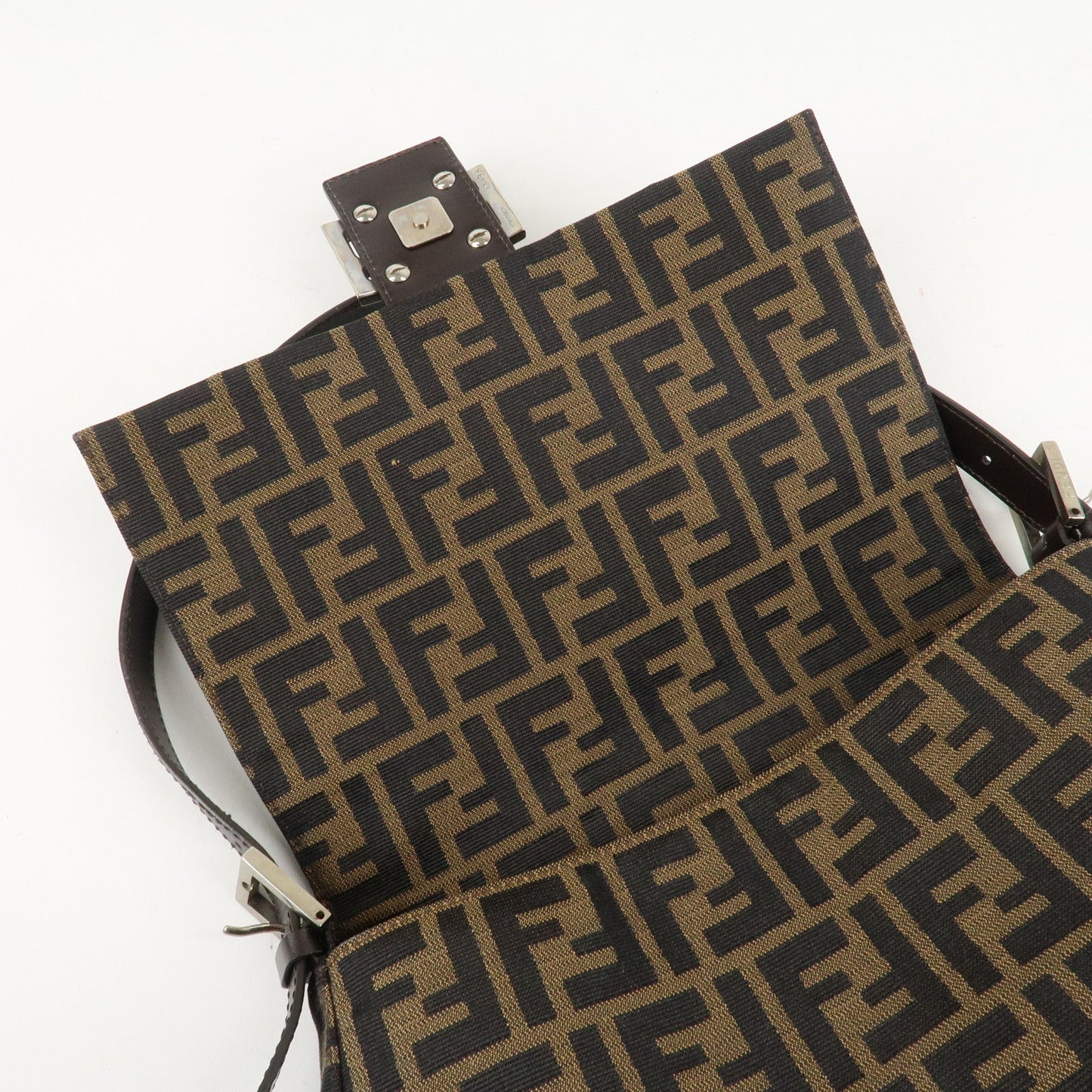 FENDI Mamma Baguette Zucca Canvas Leather Shoulder Bag 26325  d