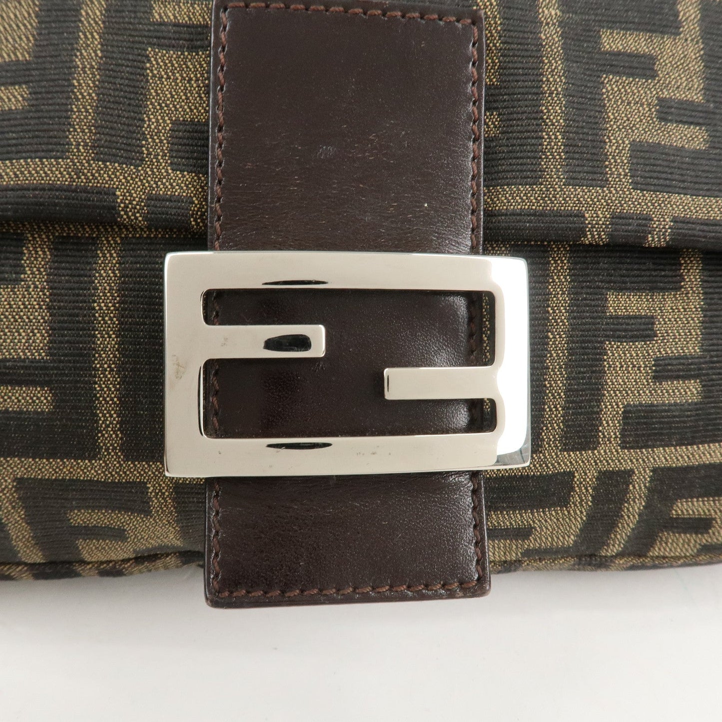 FENDI Mamma Bagguette Zucca Canvas Leather Shoulder Bag 26424  d