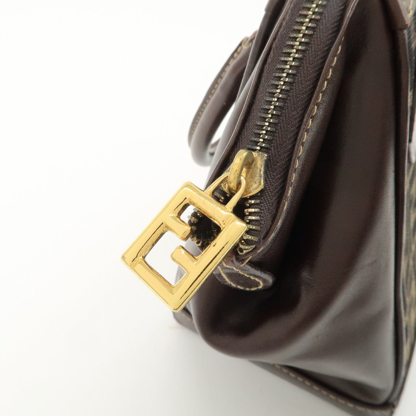 FENDI Zucca Canvas Leather 2 way Leather Hand Bag Shoulder Bag  d