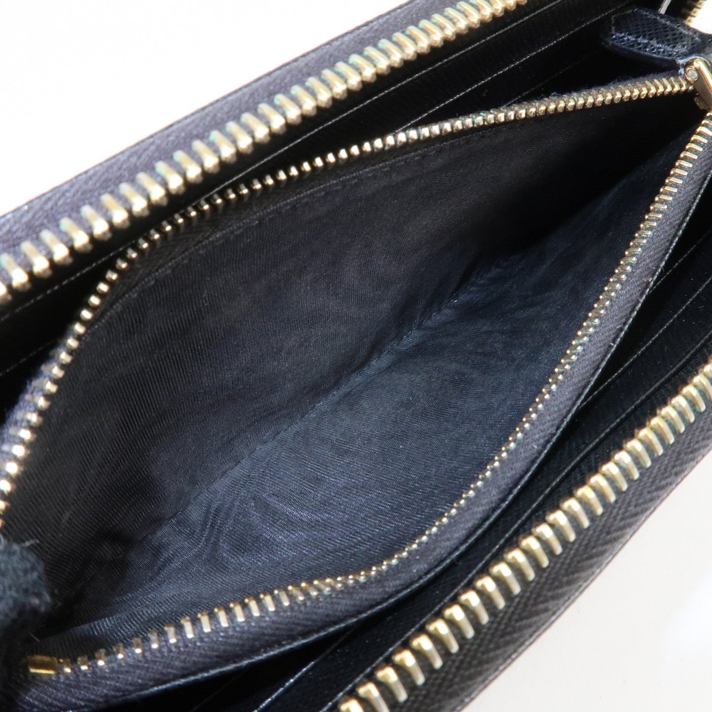 PRADA Saffiano Leather Round Zipper Long Wallet Black 1M0506  d