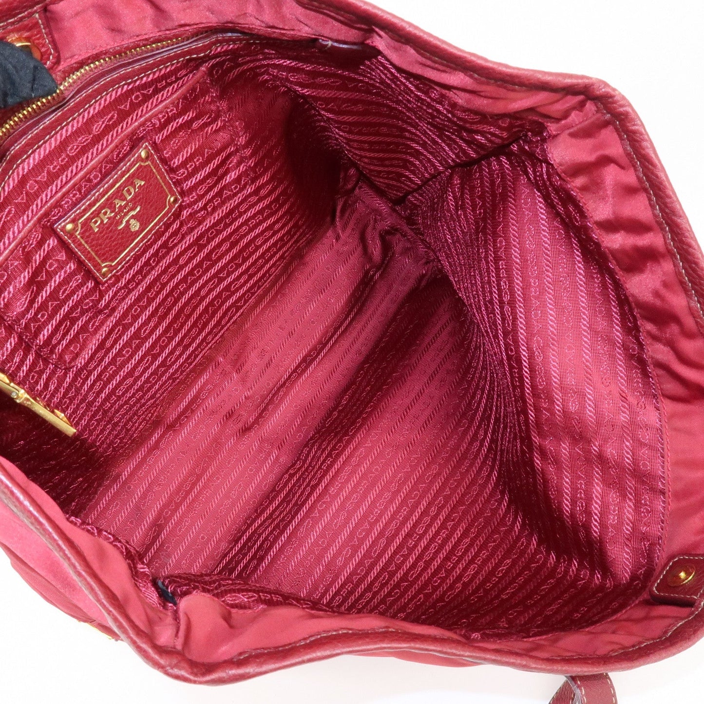 PRADA Logo Nylon Leather Tote Bag Shoulder Bag Dark Red BR4634  d