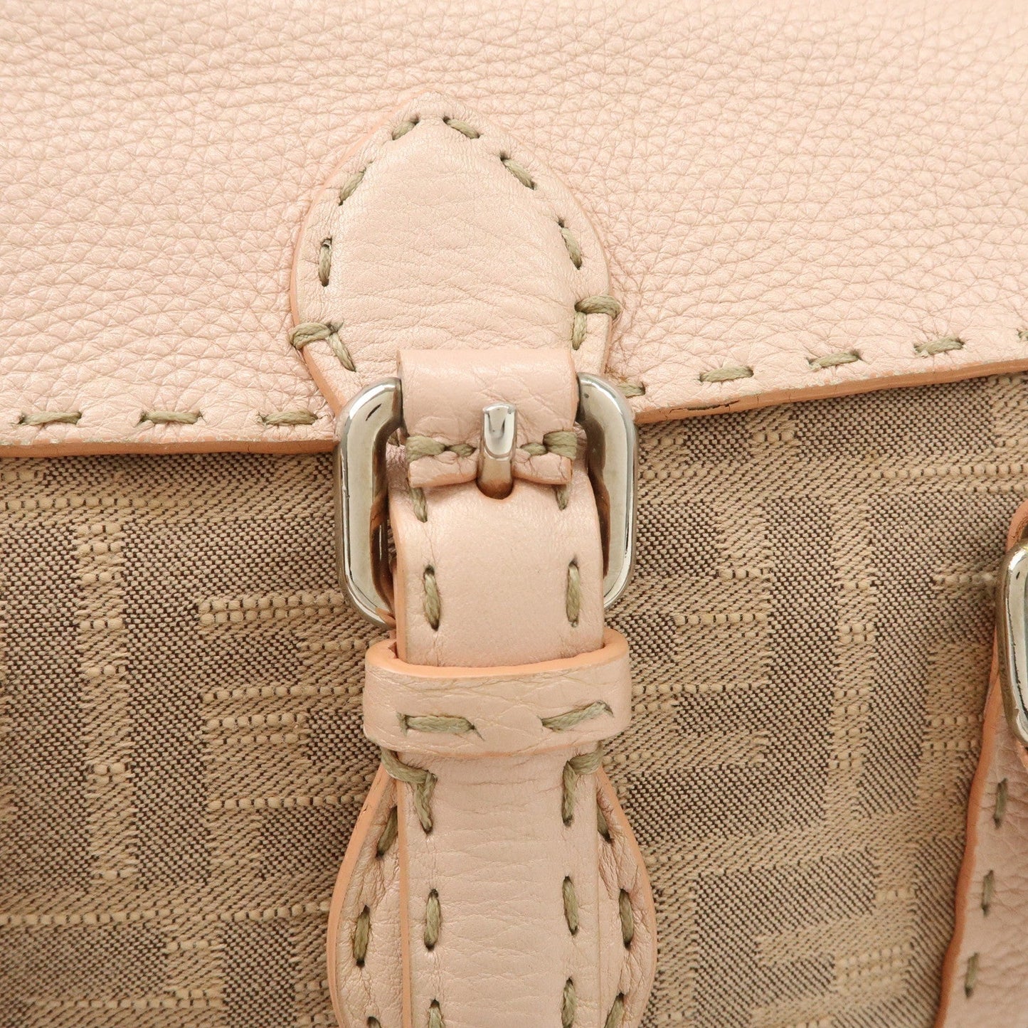 FENDI Zucca Selleria Leather Mini Linda Hand Bag Pink 8BR486  d