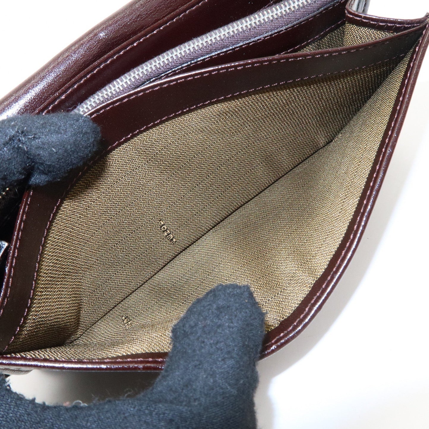 FENDI Zucca Print Canvas Leather Long Wallet Brown 30851  d