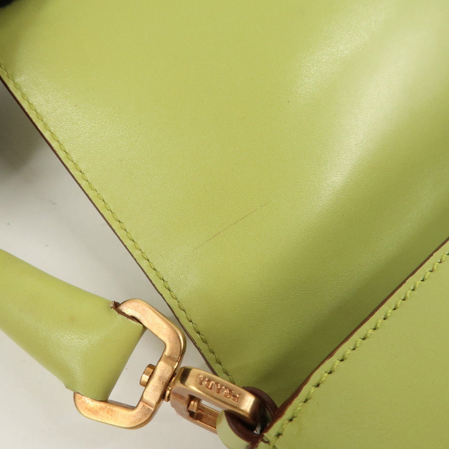 PRADA Leather Shoulder Bag Hand Bag Light Green B10689  d