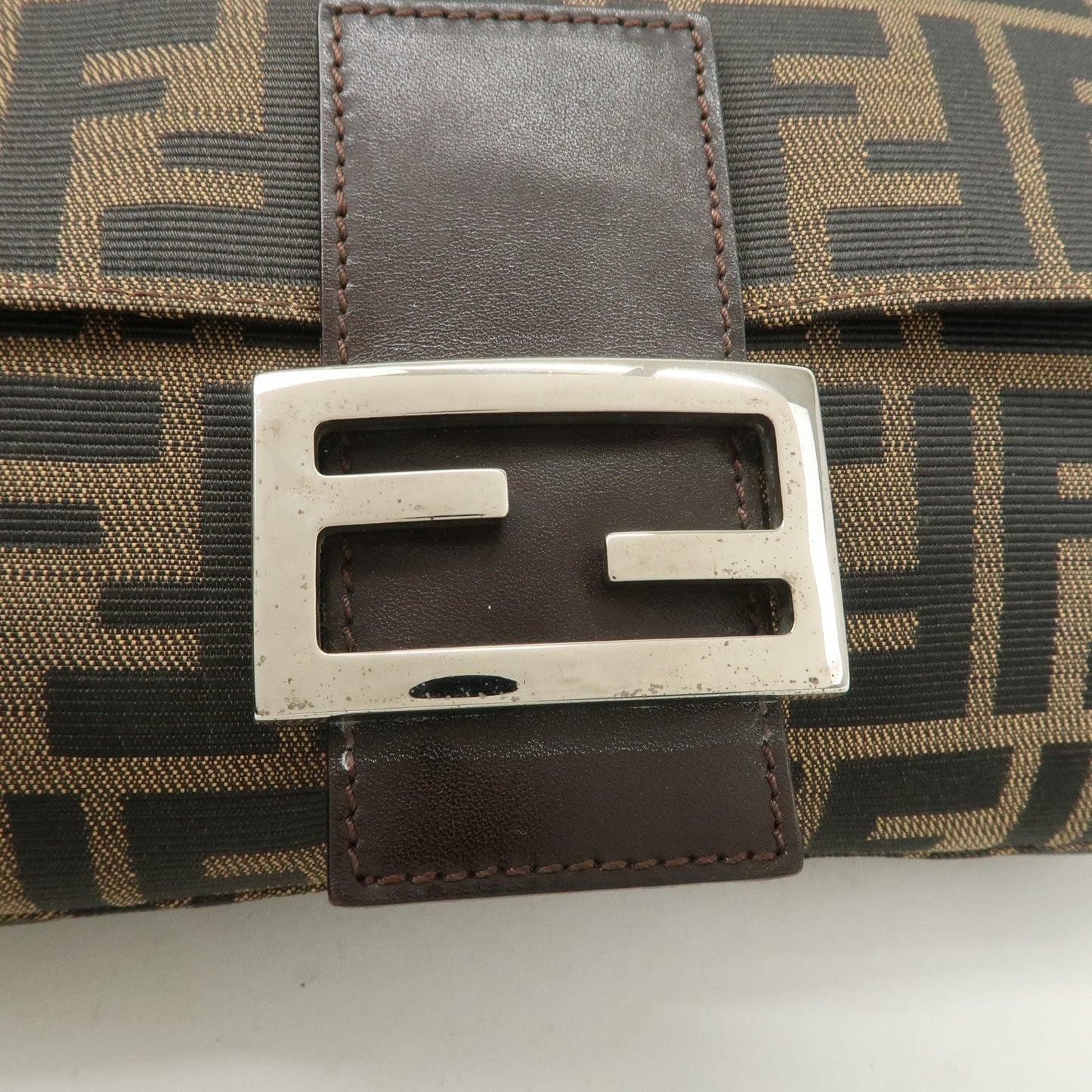FENDI Zucca Mamma Baguette Canvas Shoulder Bag Brown Black 26424  d
