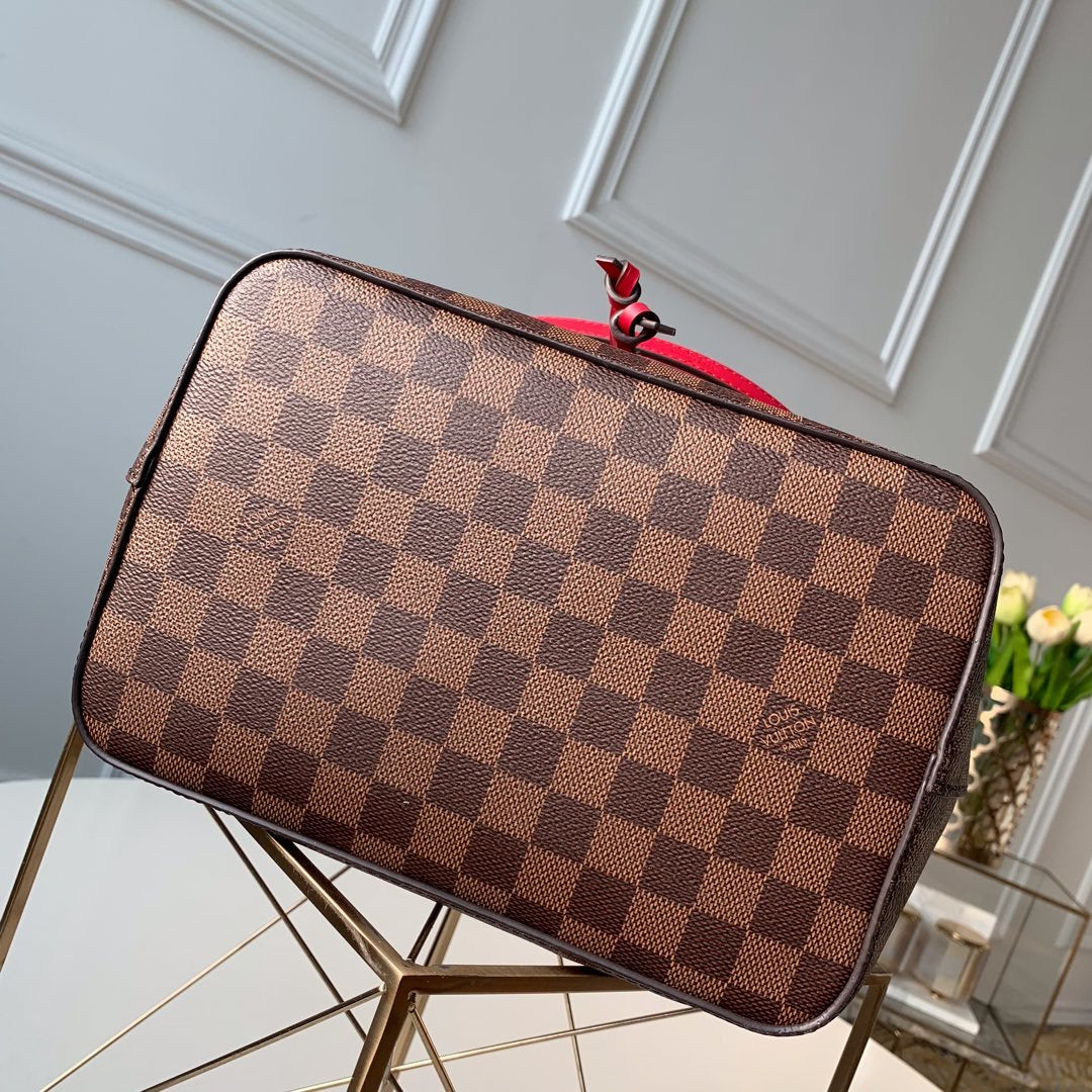 Top Quality NeoNoe MM Bucket Bag Damier Ebene Canvas Cherry Berry For Women,  Shoulder And Crossbody Bags 10.2in/26cm Top Quality N40214