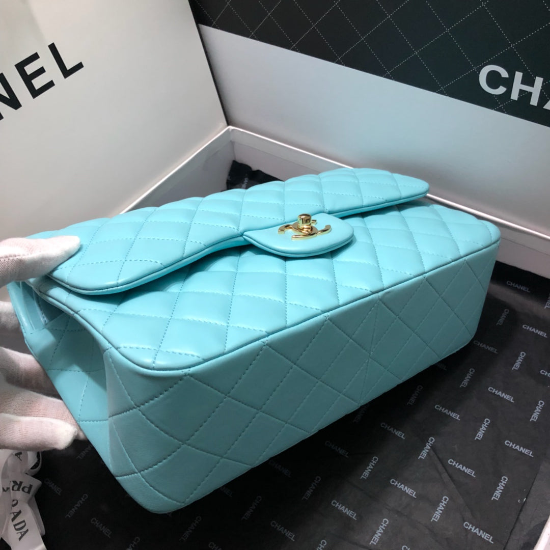 CHLLarge Classic Handbag Gold Hardware Blue For Women, Women’s Handbags, Shoulder Bags 11.8in/30cm