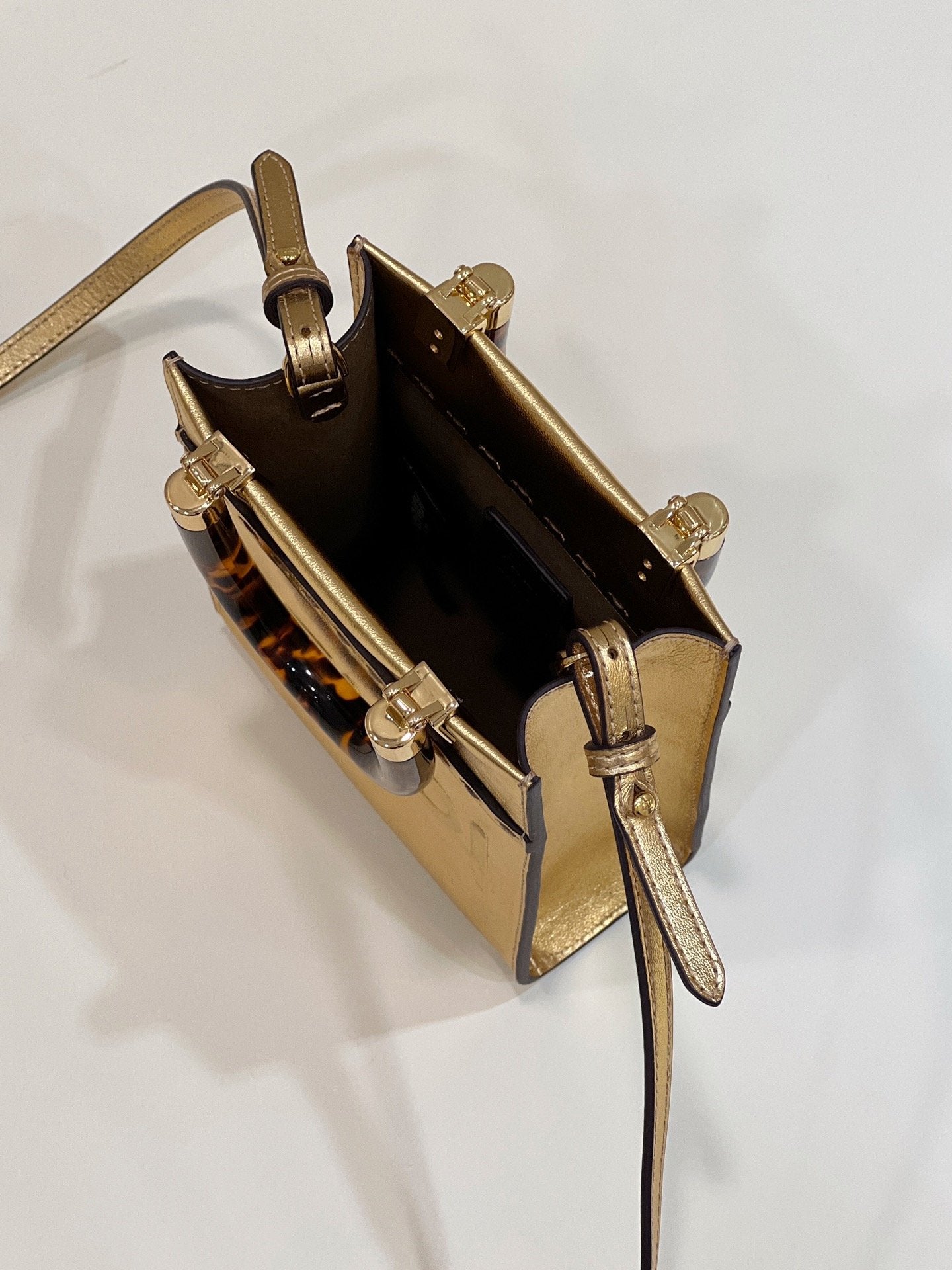 Top QualityTop Quality Mini Sunshine Shopper Gold For Women, Women’s Handbags, Shoulder And Crossbody Bags 7.1in/18cm FF 8BS051AJH7F1GNN