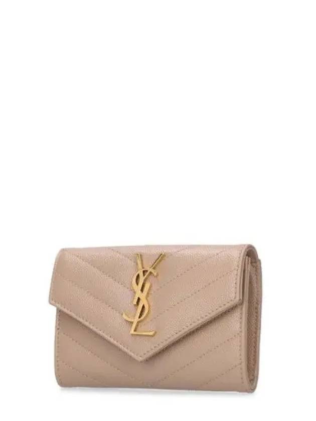 Luxury Saint Laurent Trending 2025 Monogram Envelope Small Half Wallet Dark Beige