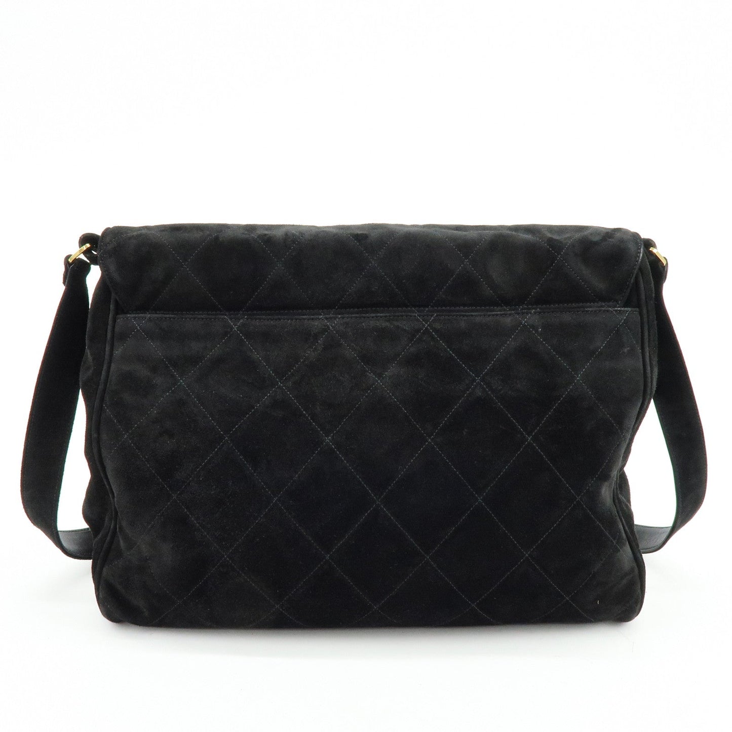 CHANEL Matelasse COCO Mark Suede Lamb Skin Shoulder Bag Black