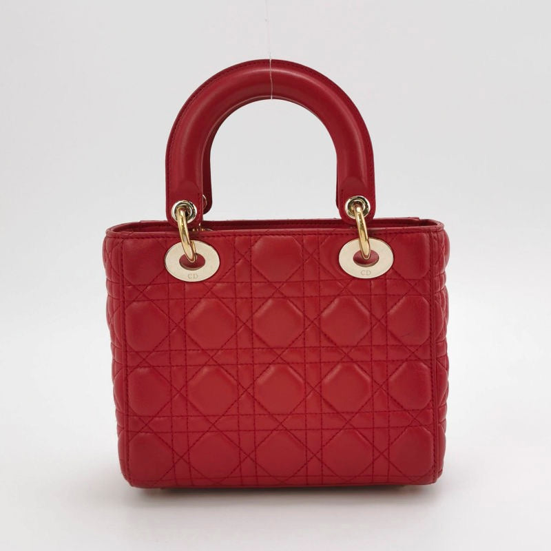 Lady Dior Small My Abcdior Red Lambskin Cannage Leather Gold Hardware