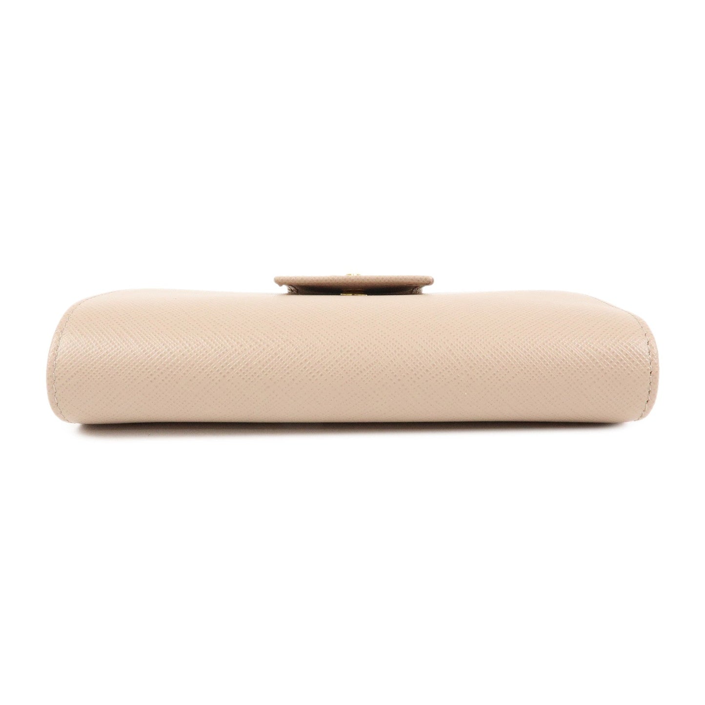 PRADA Logo Saffiano Leather Flap Long Wallet Pink Beige 1ML005