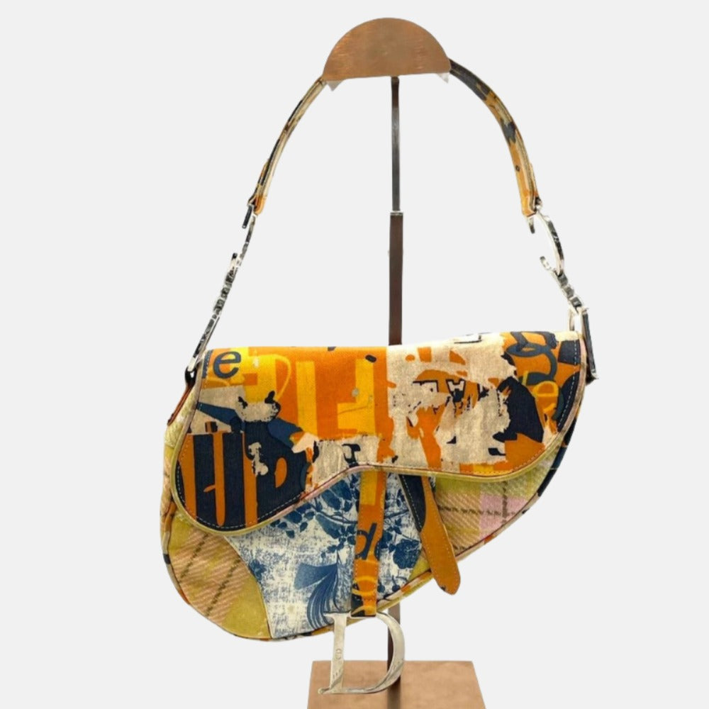 Dior Saddle   John Galliano Multicolor Patchwork Shoulder Bag