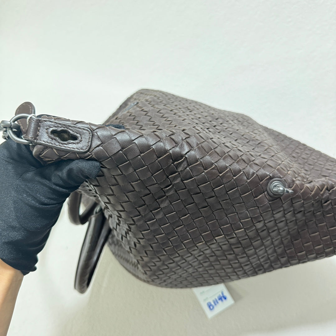 Bottega Veneta Maxi Convertible Tote Bag Dark Chocolate Brown Leather Two-way Carry 50cm