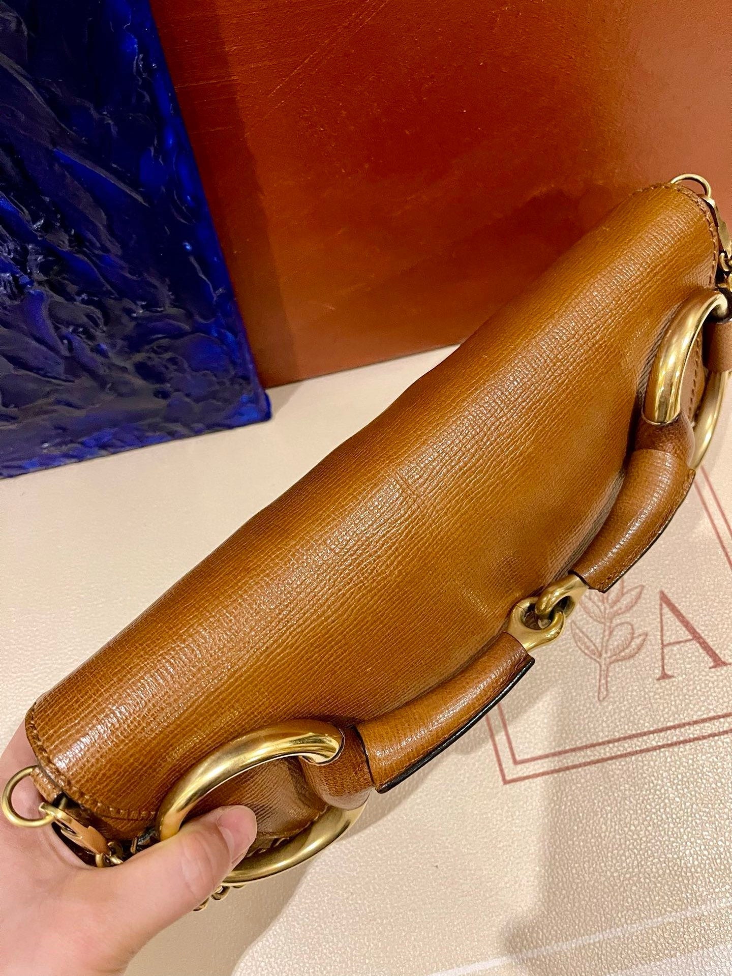 Gucci Horsebit Chain Shoulder Bag Large Tan Brown Leather