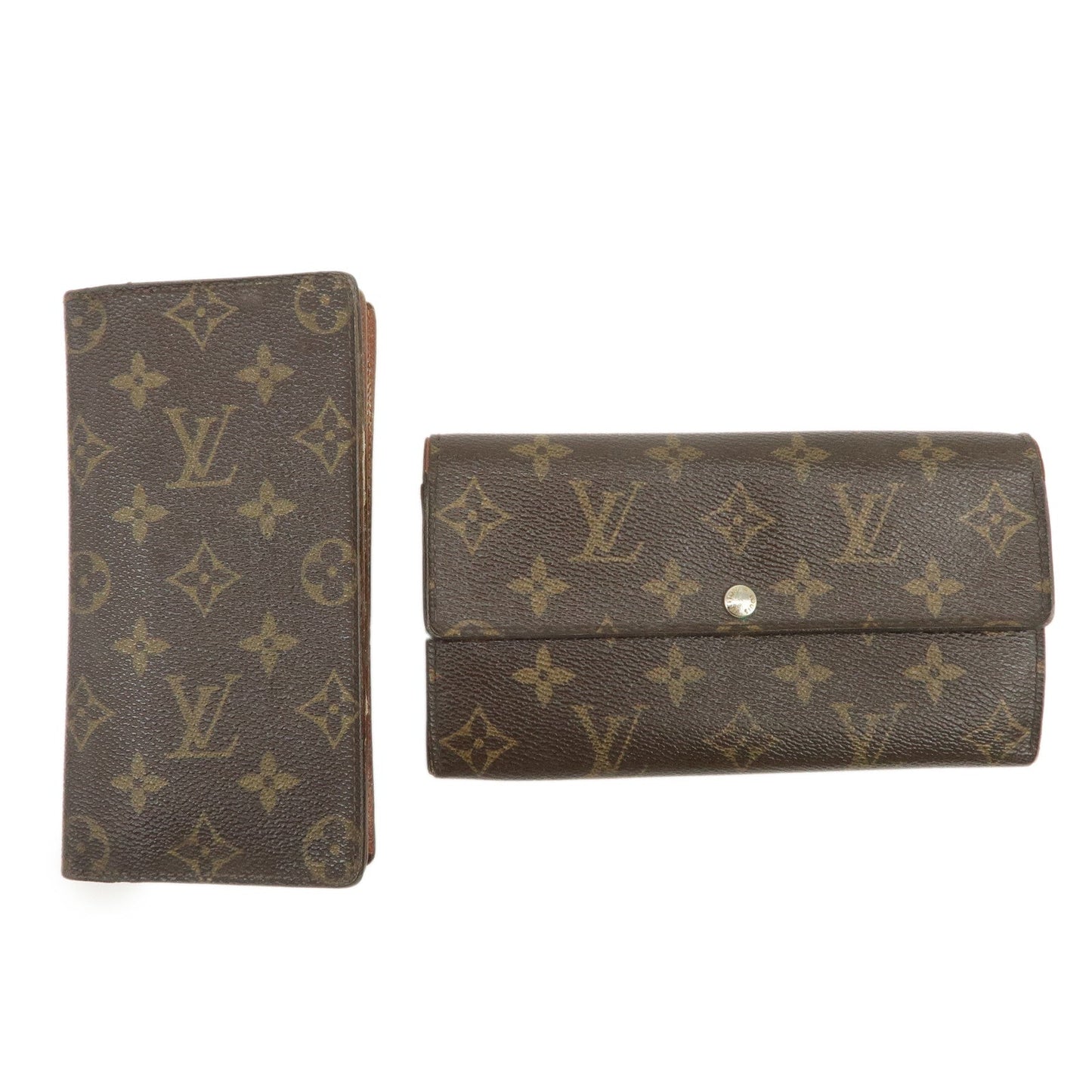 Louis Vuitton Monogram Set of 2 Long Wallets Brown M61734 M60825