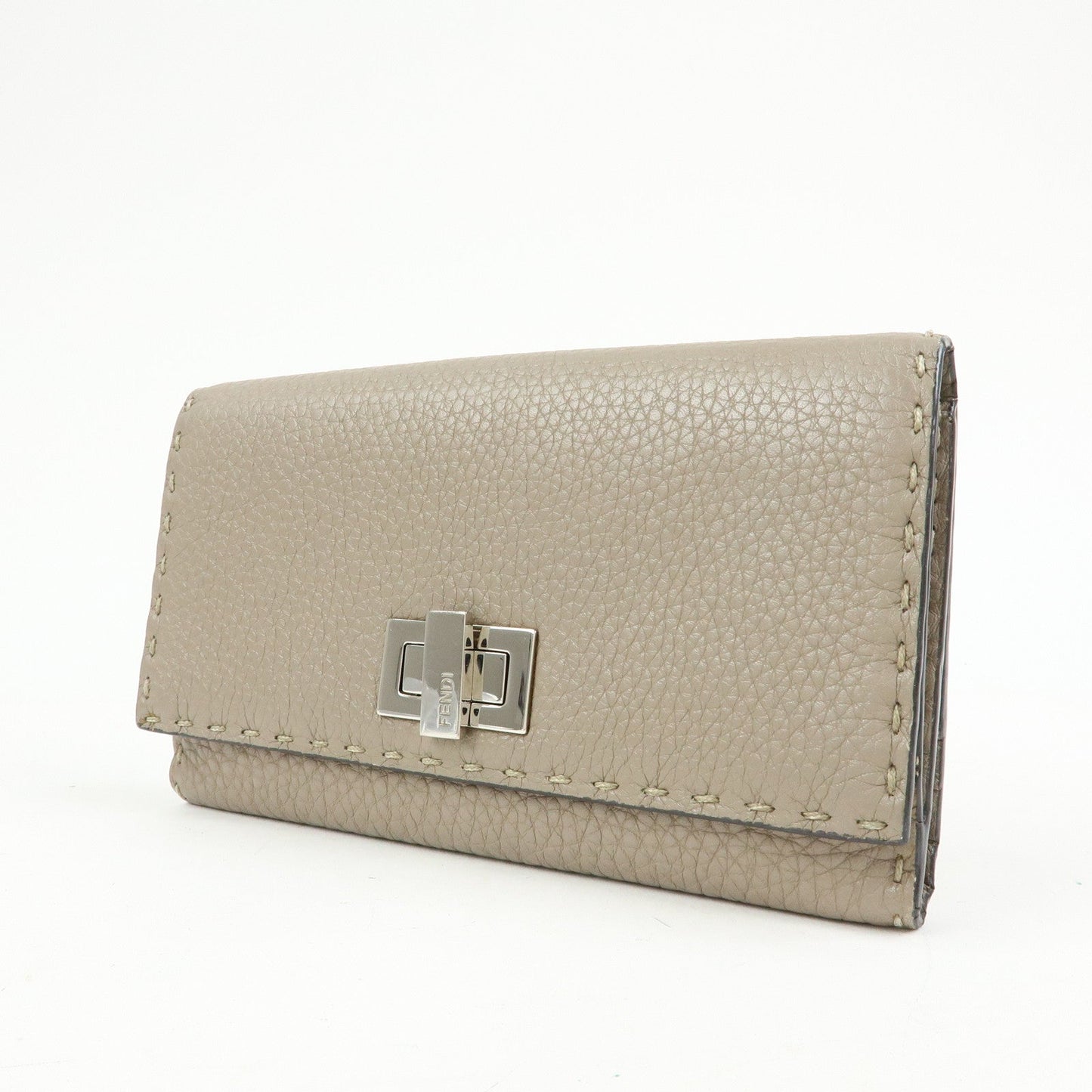 FENDI Seleria Peekaboo Leather Continental Wallet Grey 8M0308