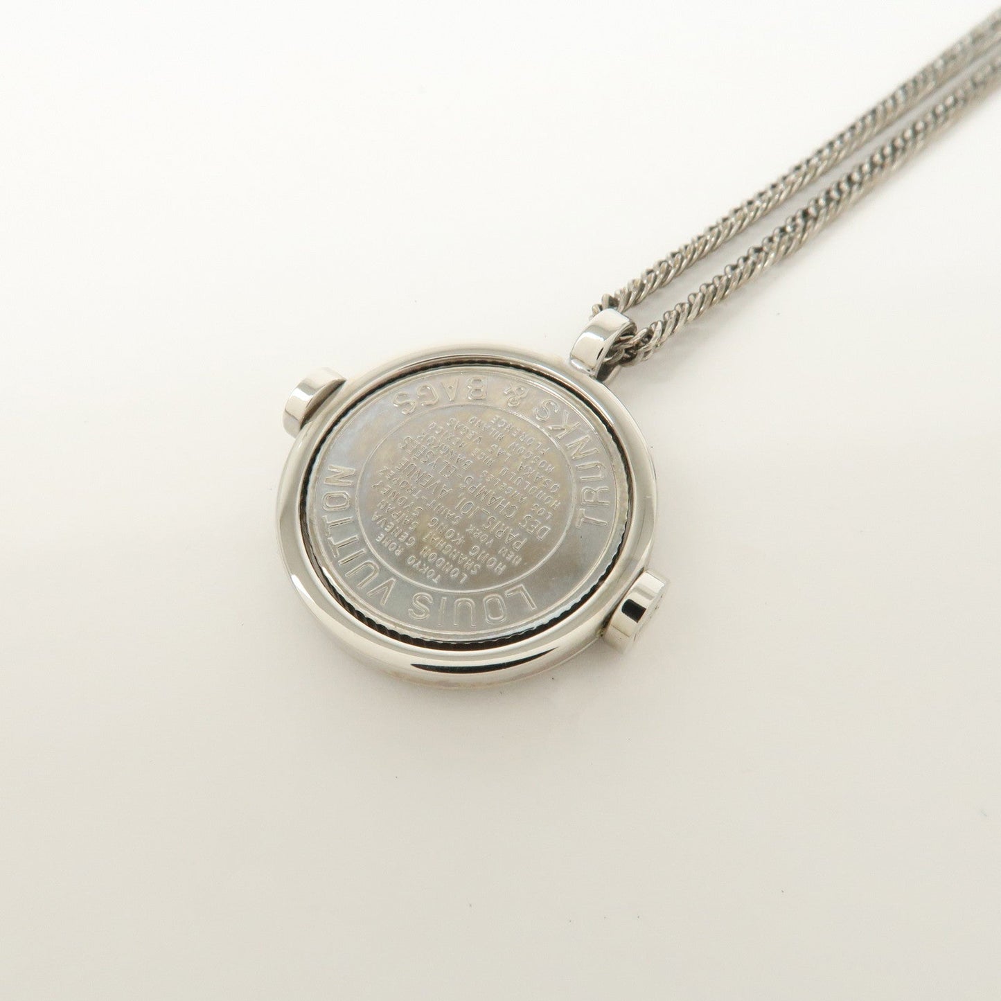 Louis Vuitton Metal Collier Medallion Chain Necklace Silver M63643