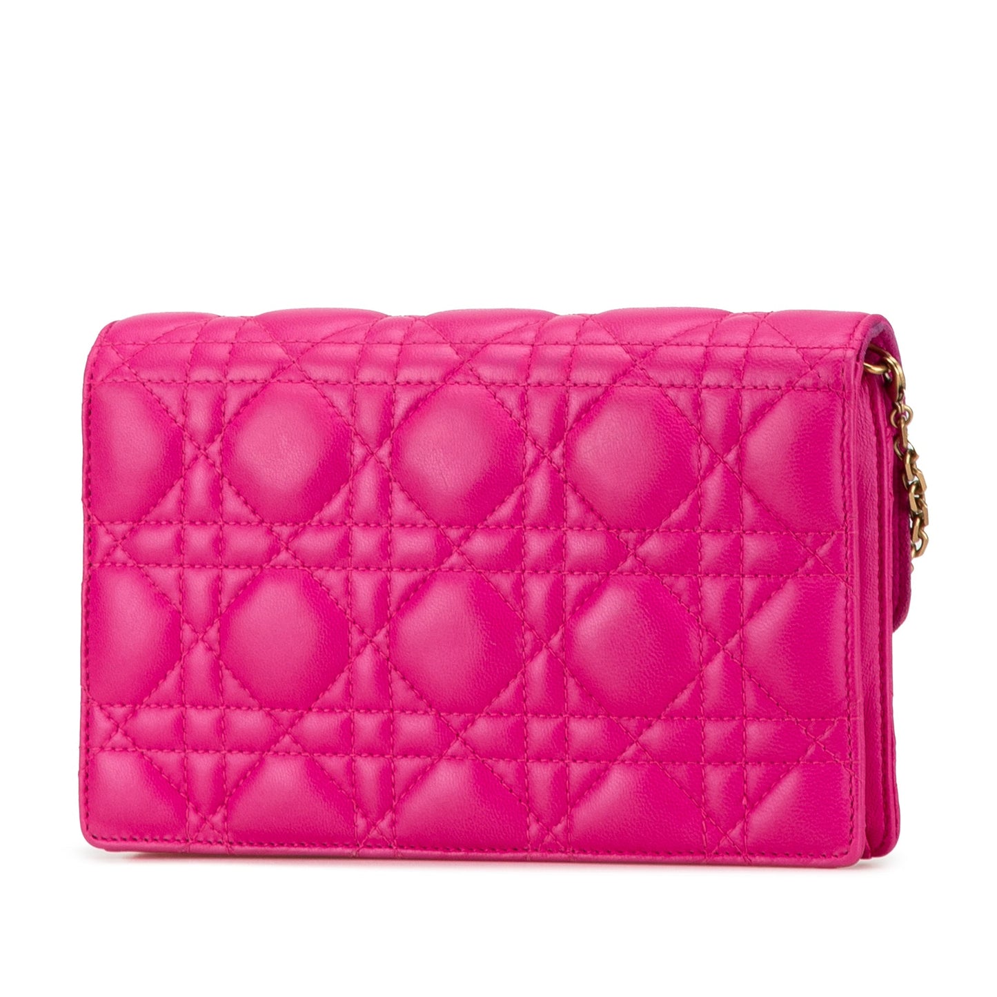 Pink Dior Lambskin Cannage DiorAddict Wallet on Chain Crossbody Bag
